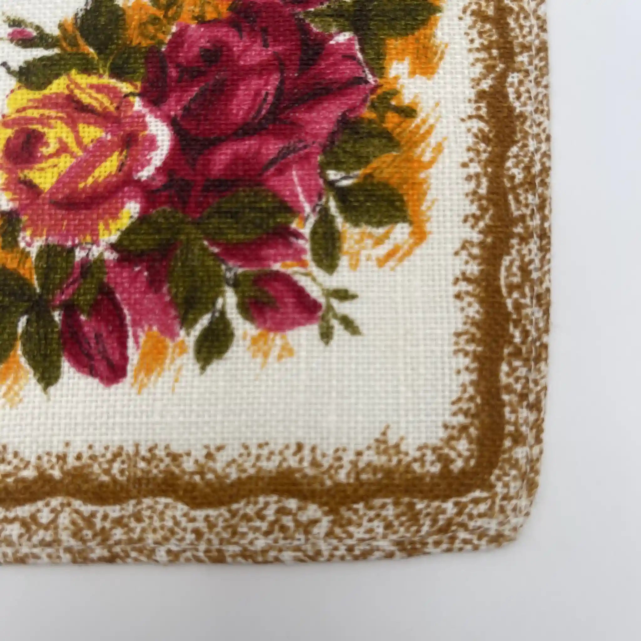 【复古】茶巾(餐巾/厨房布)/ Royal Albert / Old Country Roses / 1970-1980年代/亚麻布/爱尔兰/ 英式花园,植物艺术