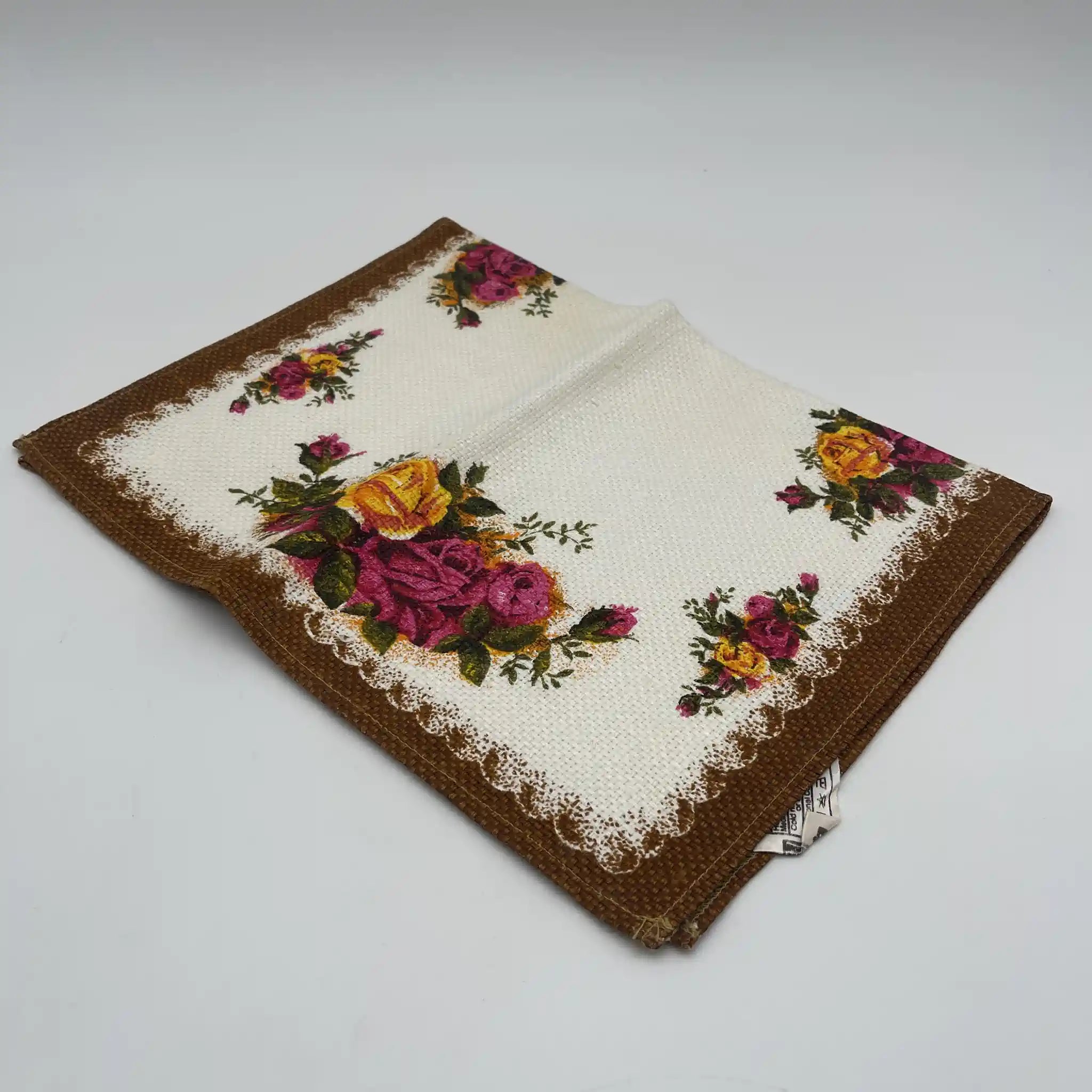 【ビンテージ】 ランチョンマット / ROYAL ALBERT (ロイヤルアルバート) / Old Country Roses / 1970-1980年代 / リネン / アイルランド / イングリッシュガーデン, ボタニカルアート