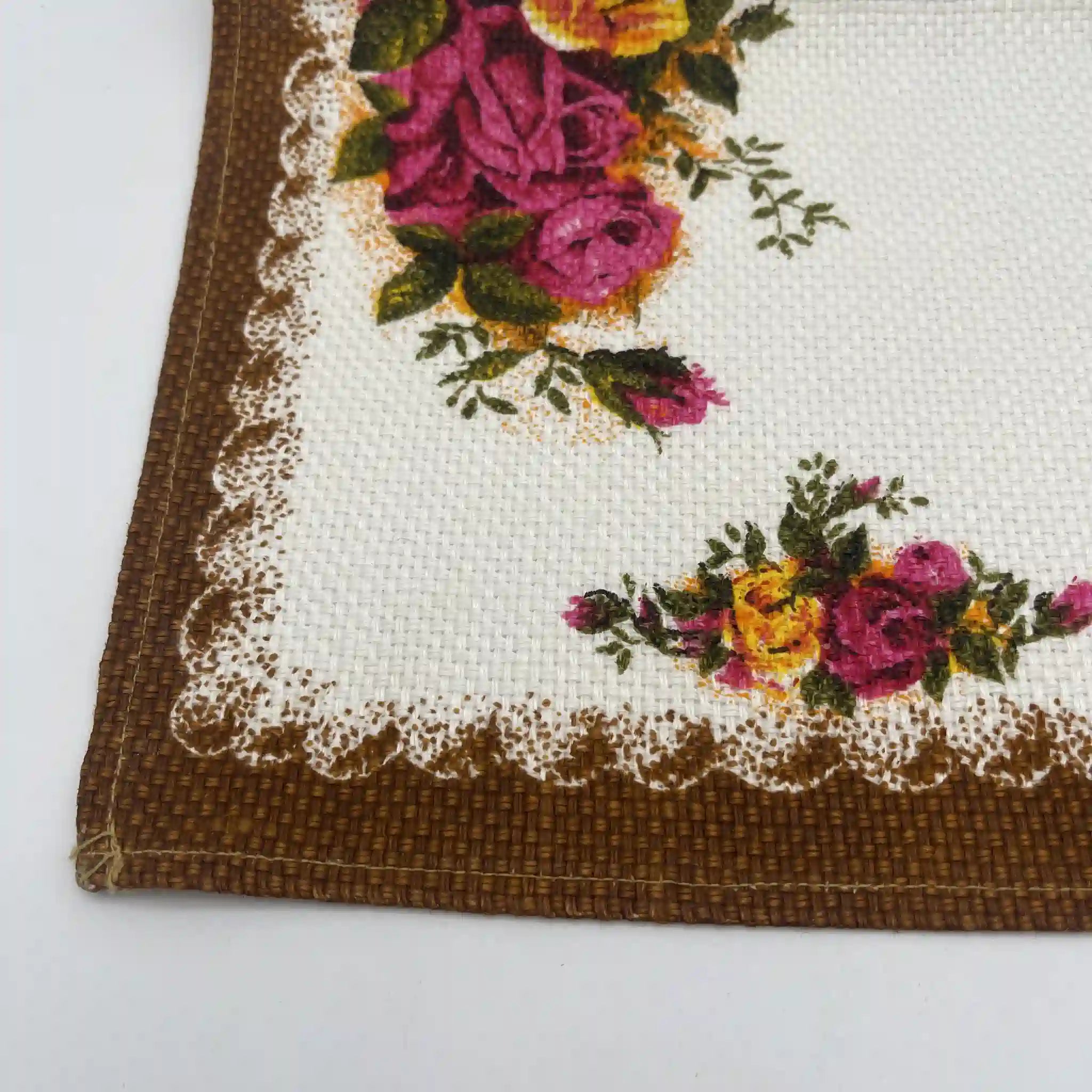 【复古】兰丁垫/ Royal Albert / Old Country Roses / 1970-1980年代/亚麻布/爱尔兰/英国花园, 植物学艺术