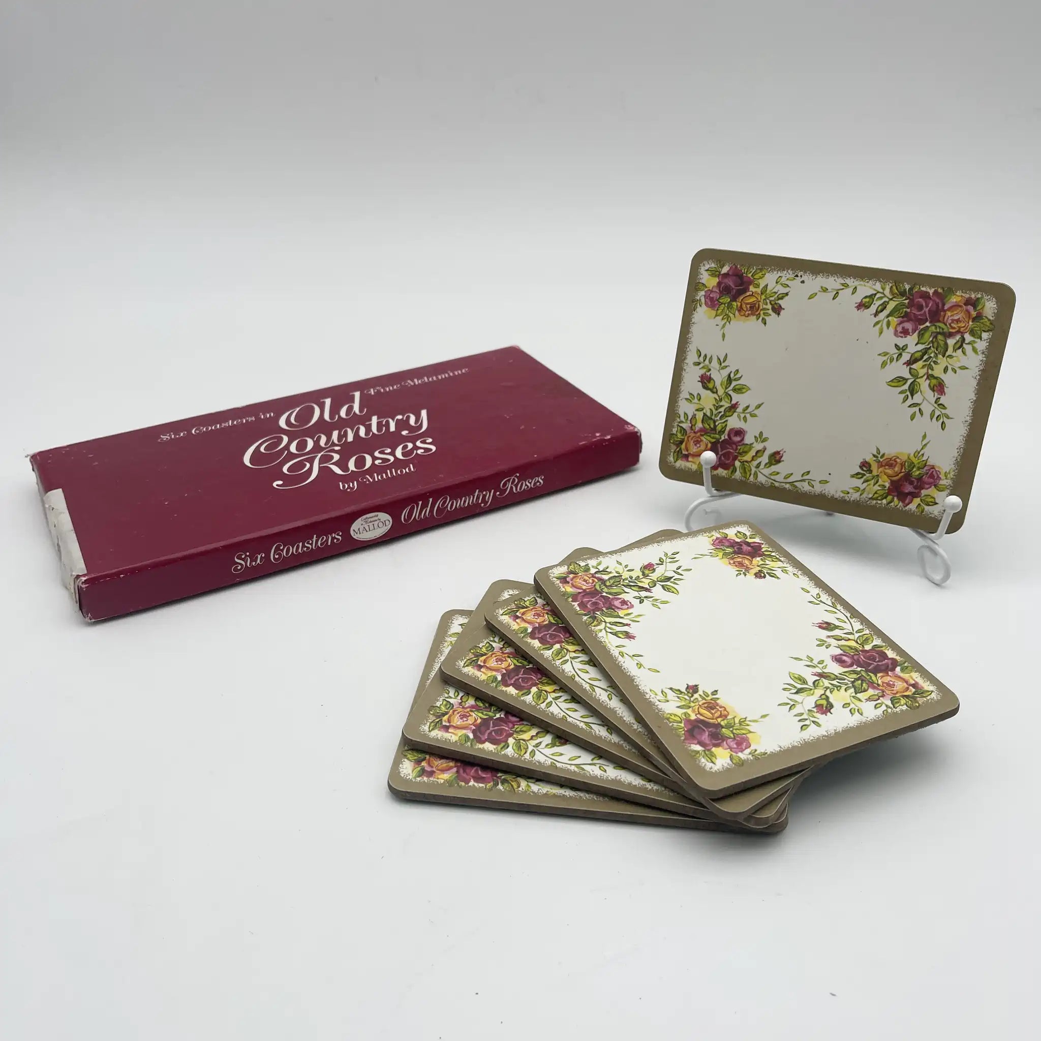 【ビンテージ】 コースター6P / ROYAL ALBERT (ロイヤルアルバート) / Old Country Roses / 1970-1980年代 / メラミン / イギリス / イングリッシュガーデン, ボタニカルアート