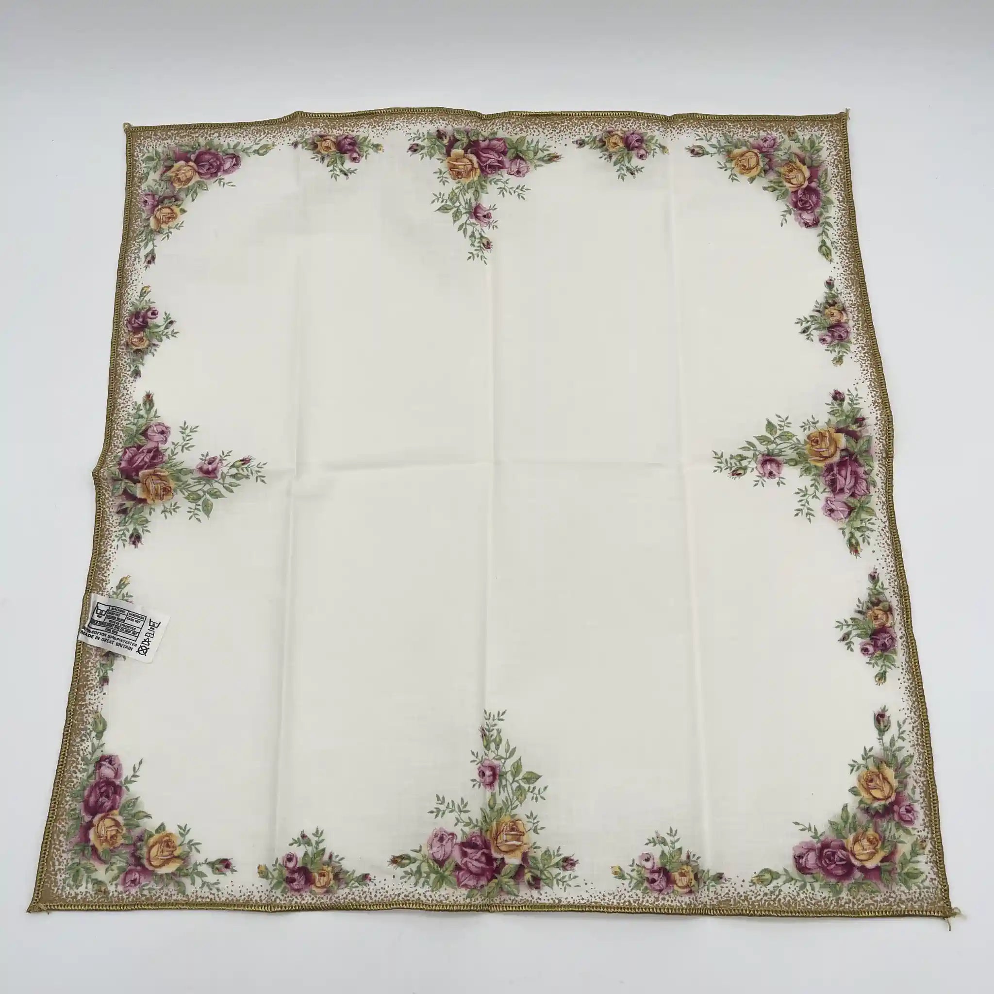 【リユース】 ナプキン4P / ROYAL ALBERT (ロイヤルアルバート) / Old Country Roses / 1980-1990年代 / コットン / イギリス / イングリッシュガーデン, ボタニカルアート