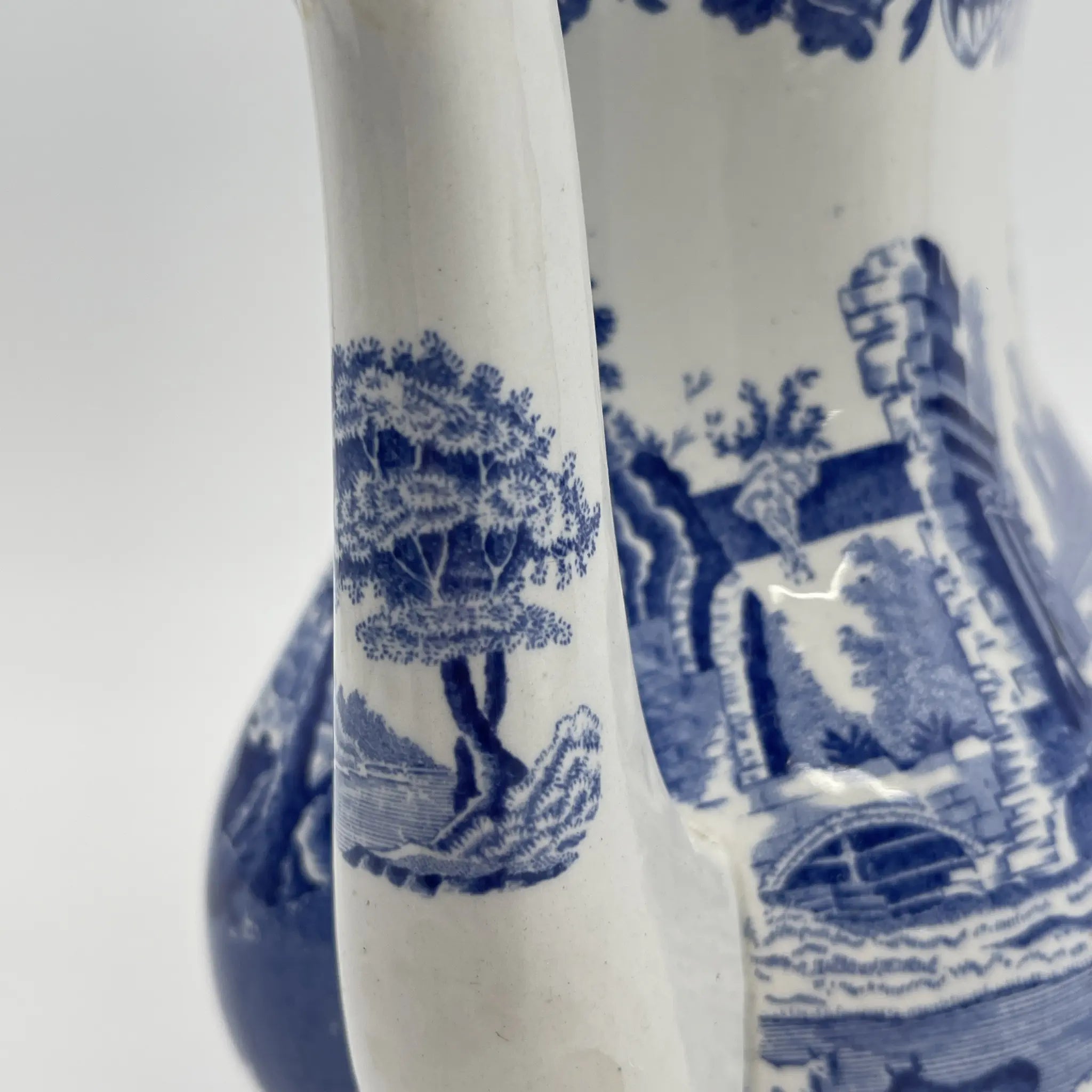 【アンティーク】 ティーポット / Spode (スポード) / Blue Italian / 1890-1920年代 / 陶器 / イギリス / ブルー&ホワイト, 銅版転写, 古代ローマ遺跡