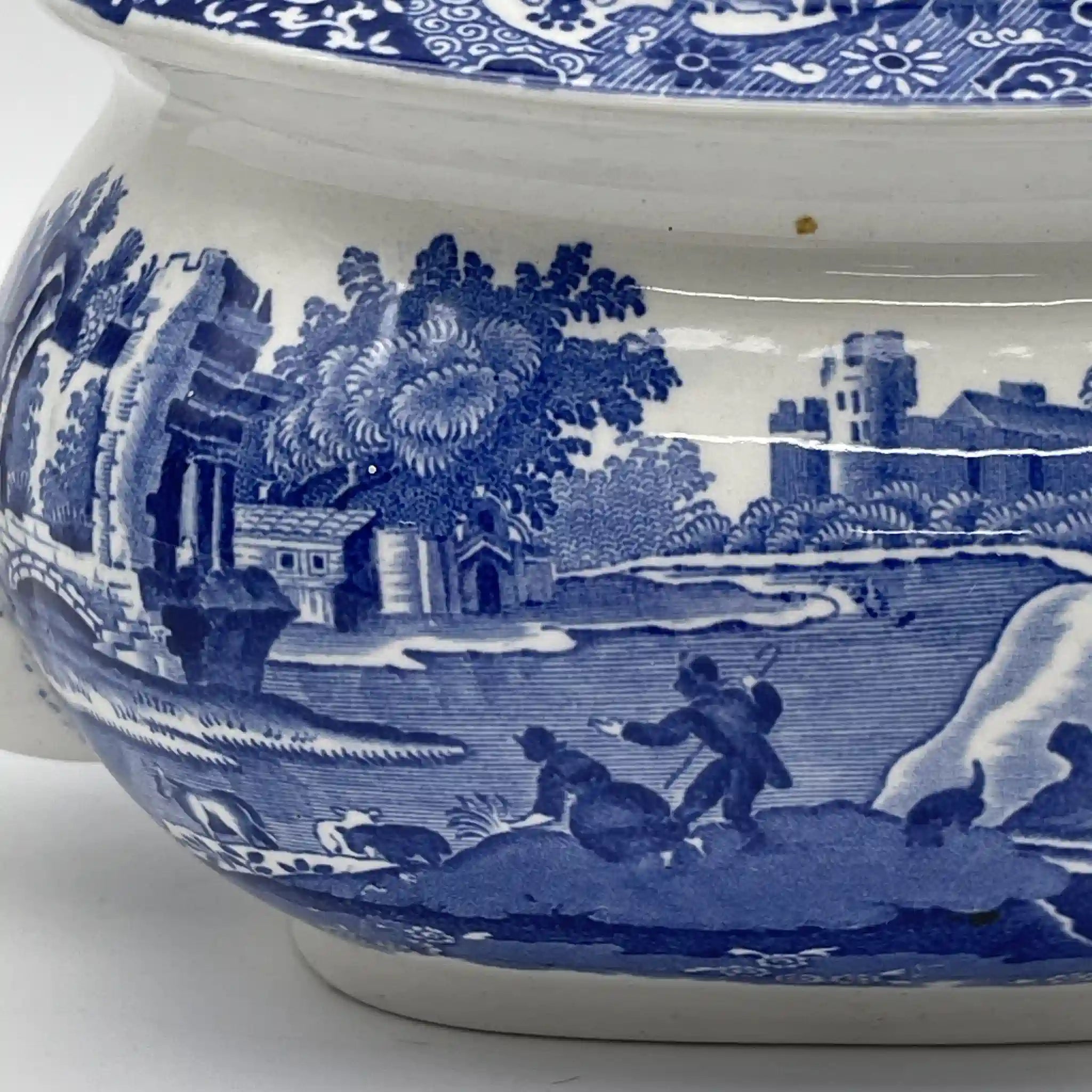 【アンティーク】 ティーポット / Spode (スポード) / Blue Italian / 1890-1920年代 / 陶器 / イギリス / ブルー&ホワイト, 銅版転写, 古代ローマ遺跡