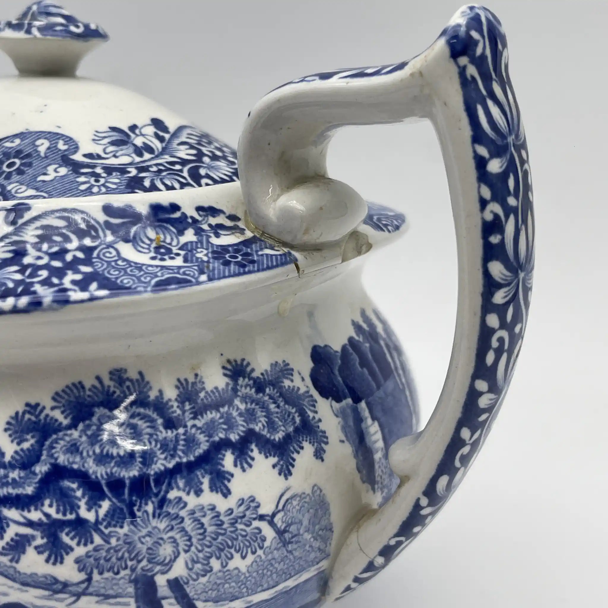 【アンティーク】 ティーポット / Spode (スポード) / Blue Italian / 1890-1920年代 / 陶器 / イギリス / ブルー&ホワイト, 銅版転写, 古代ローマ遺跡