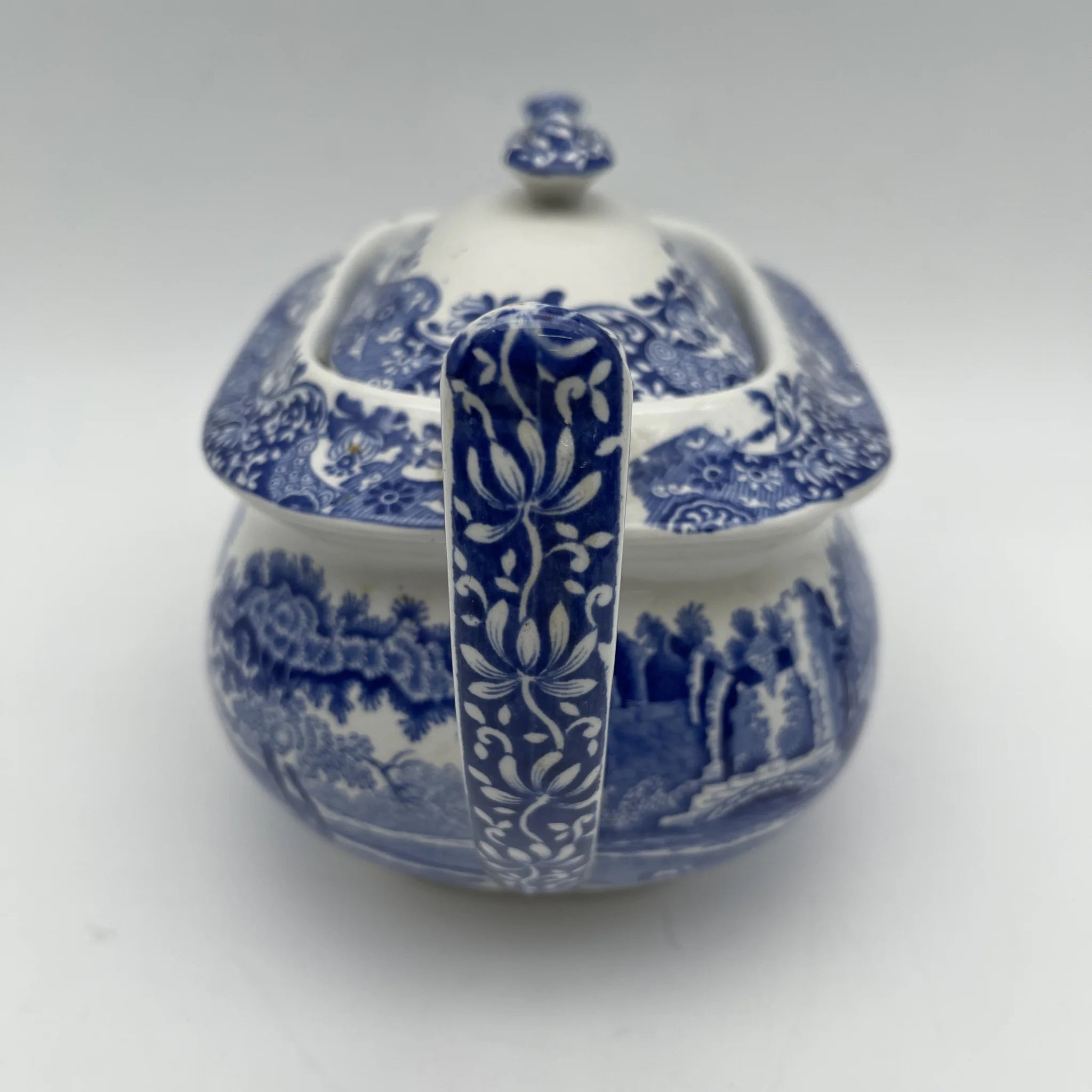 【アンティーク】 ティーポット / Spode (スポード) / Blue Italian / 1890-1920年代 / 陶器 / イギリス / ブルー&ホワイト, 銅版転写, 古代ローマ遺跡