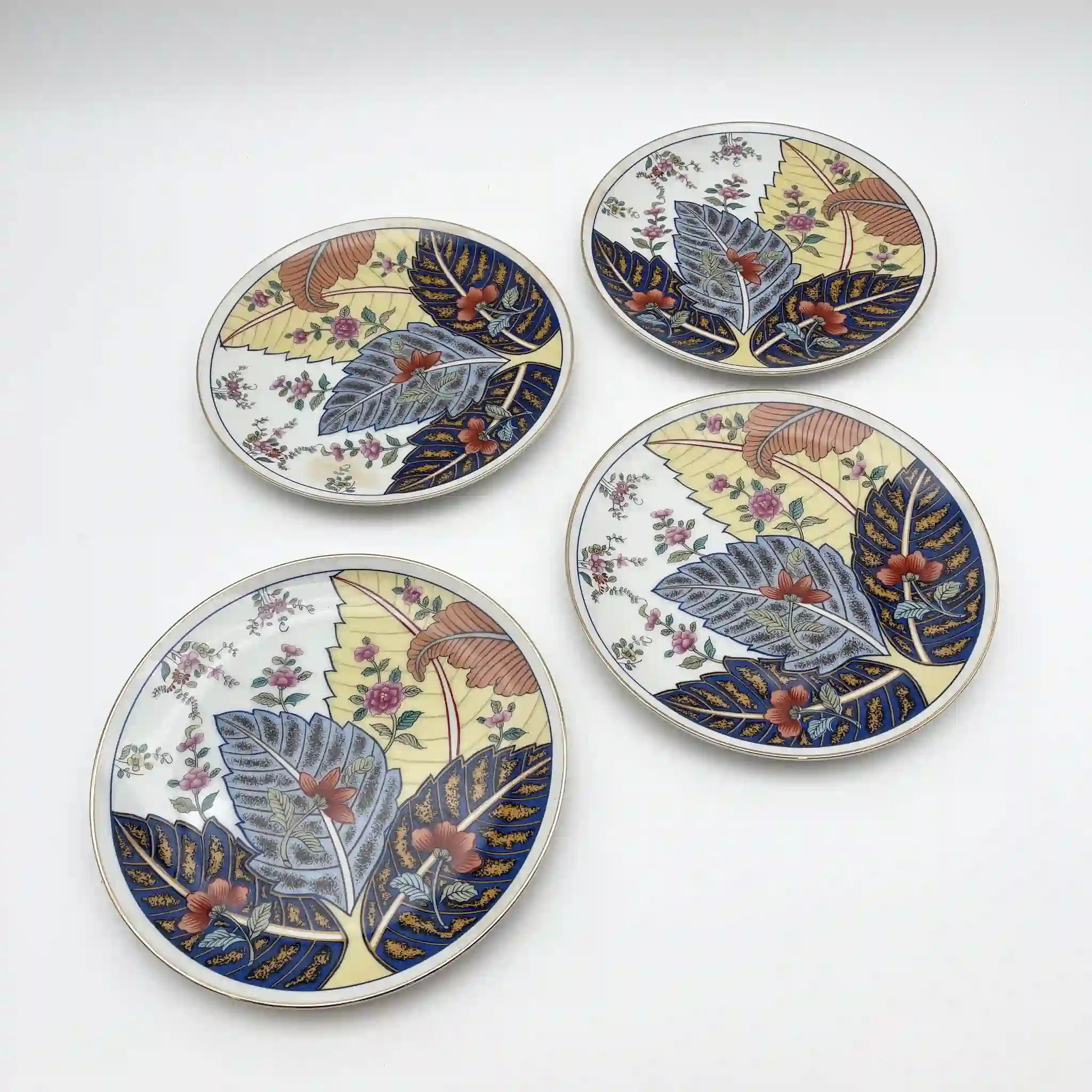 【ビンテージ】 デザートプレート (中皿) 4P / Seymour Mann (シーモア・マン) / Tobacco Leaf / 1980年代 / Fine China / 日本 / 箱あり