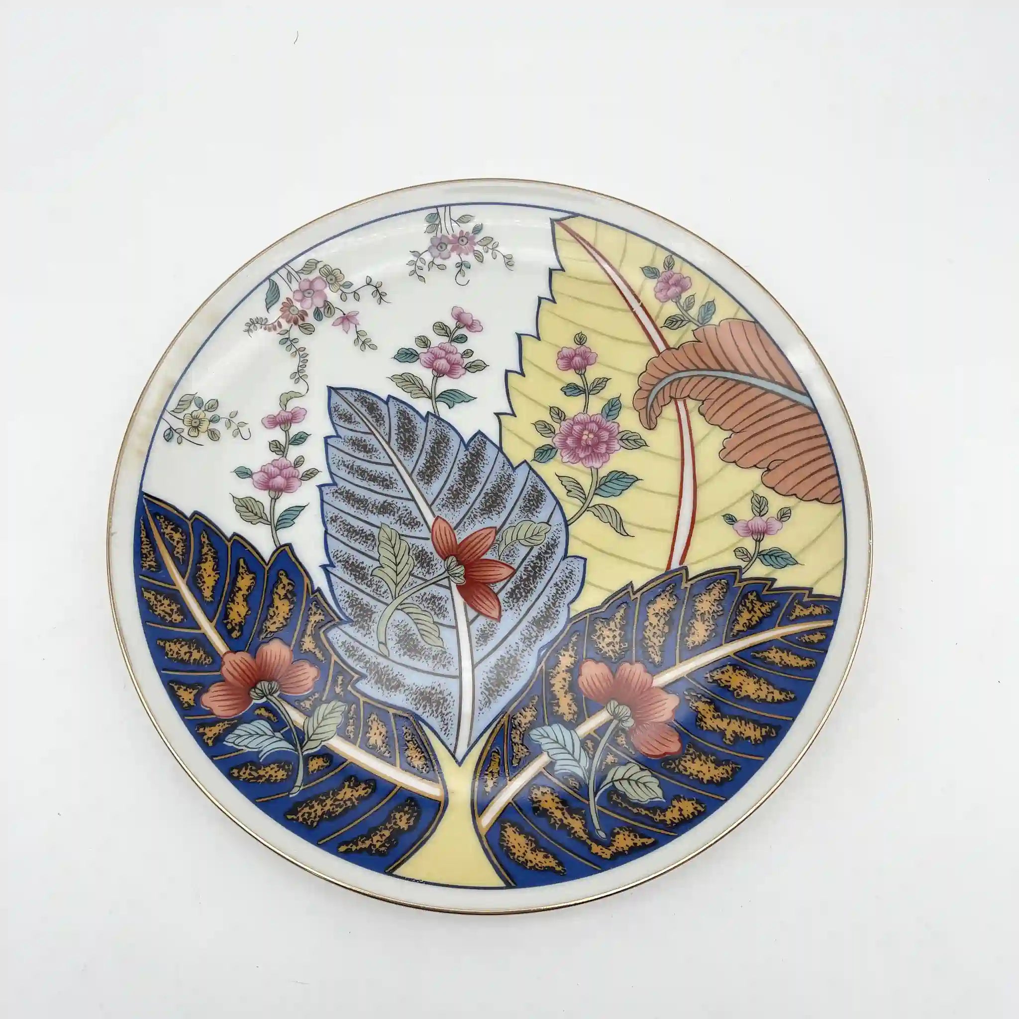 【复古】甜点盘(中盘)4p / Seymour Mann(西摩人)/ Tobacco Leaf / 1980年代/ Fine China /日本/有盒
