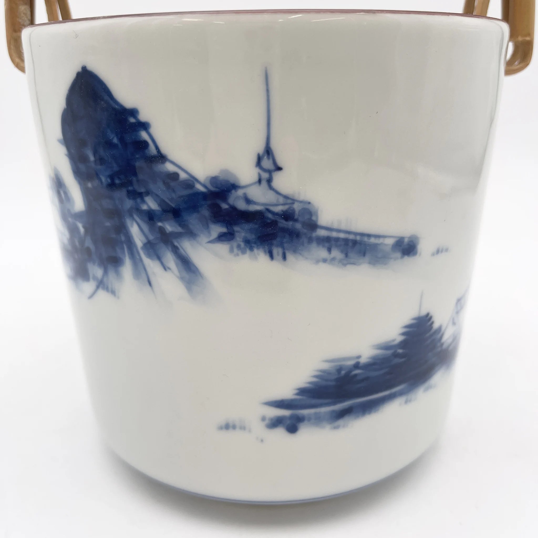 【复古】手点心钵(冰桶)/有田烧/ 1970-1980年代(推定)/瓷器/日本/付目皿,染付,楼阁山水文