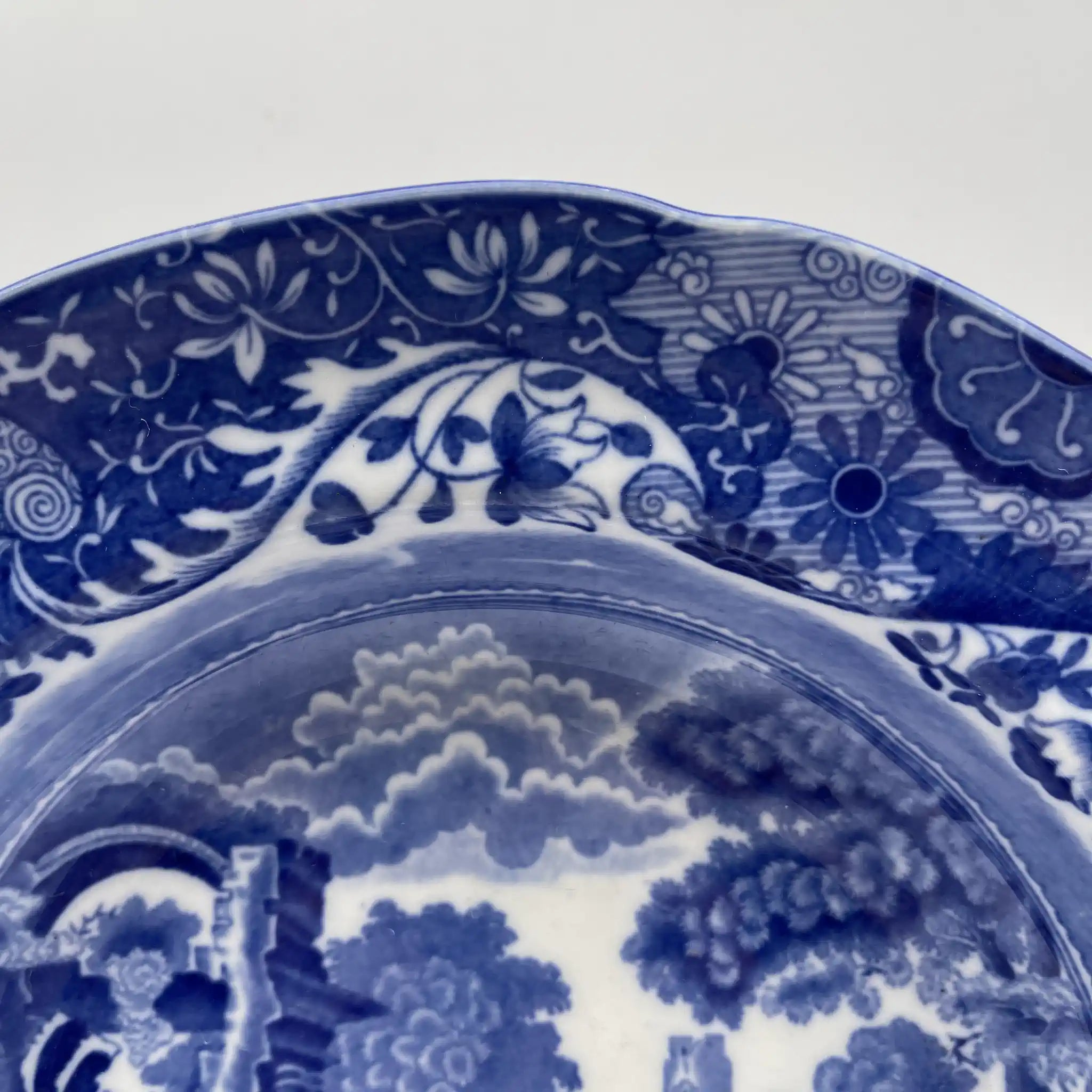 【古董】晚餐盘/ Spode / Blue Italian / 1890-1920年代/陶器/英国/蓝与白,铜版转印, 古罗马遗址