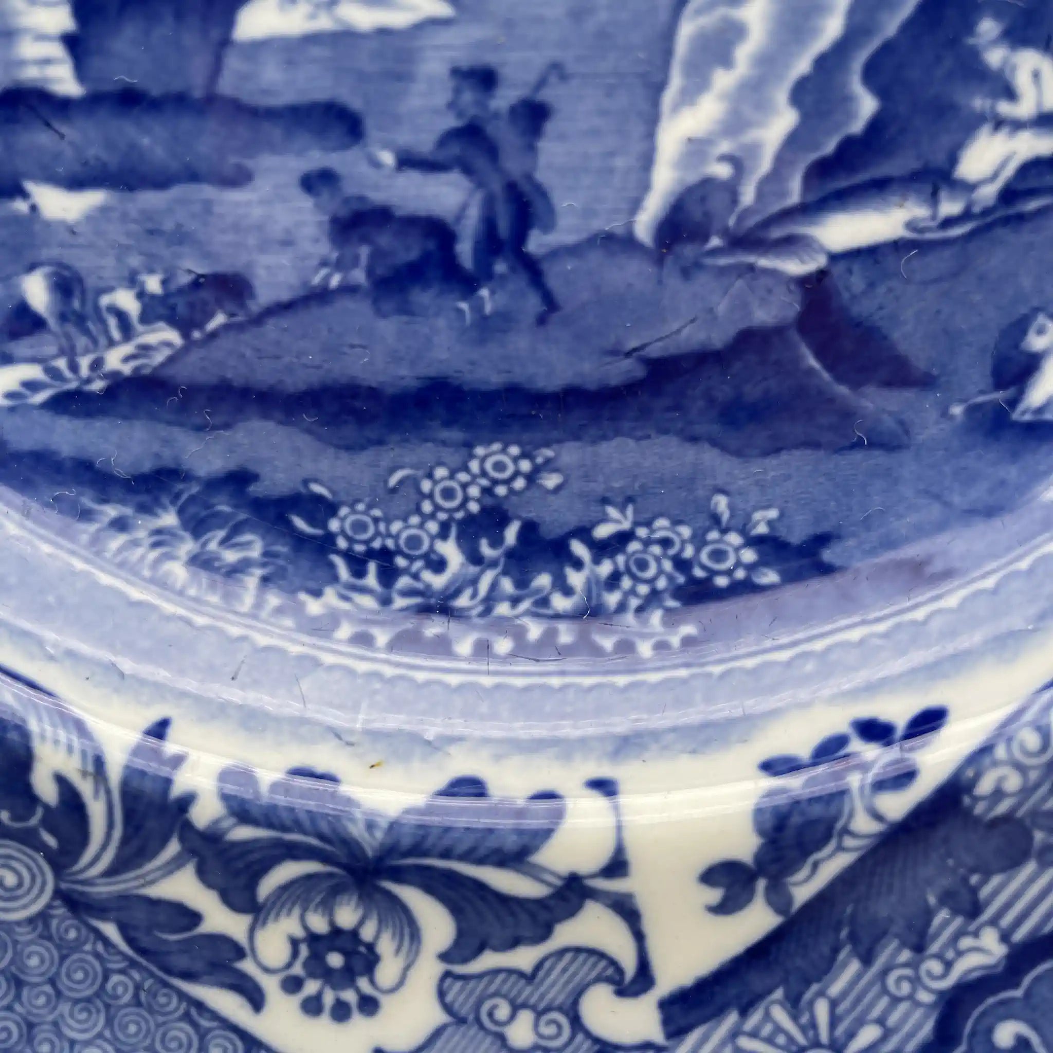 【古董】晚餐盘/ Spode / Blue Italian / 1890-1920年代/陶器/英国/蓝与白,铜版转印, 古罗马遗址
