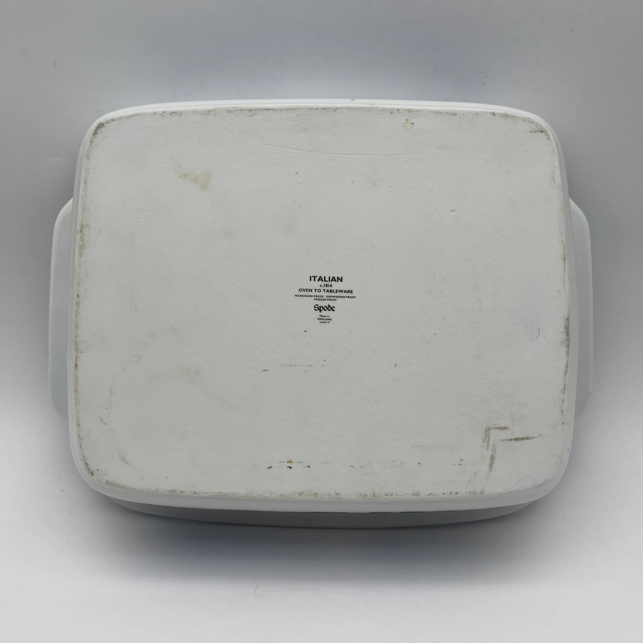 【リユース】 スクエアロースター (グラタン皿) / Spode (スポード) / Blue Italian / 1990-2000年代 / ストーンウェア / イギリス / ブルー&ホワイト, 銅版転写, 古代ローマ遺跡