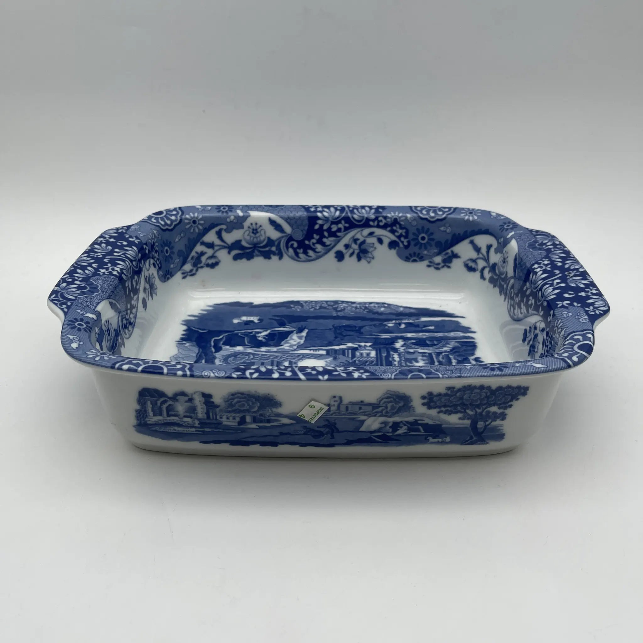 【リユース】 スクエアロースター (グラタン皿) / Spode (スポード) / Blue Italian / 1990-2000年代 / ストーンウェア / イギリス / ブルー&ホワイト, 銅版転写, 古代ローマ遺跡