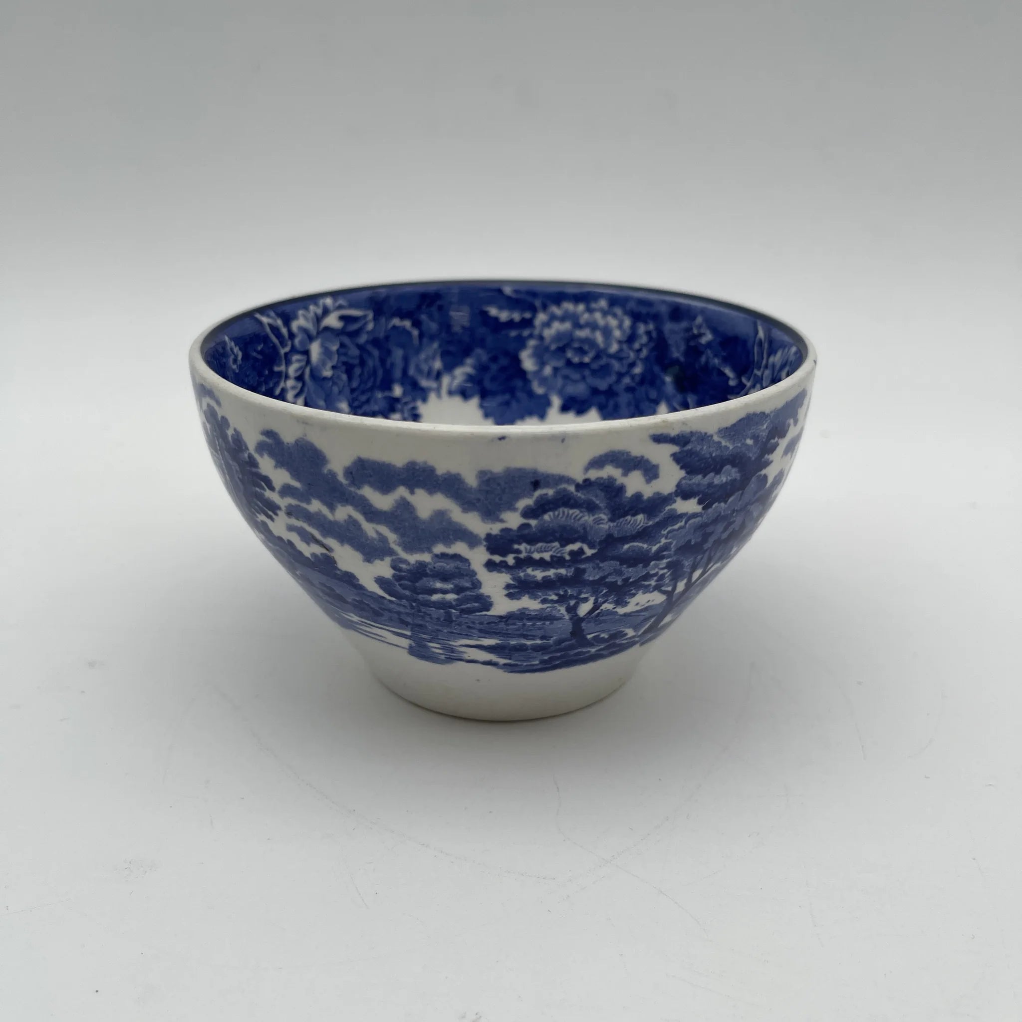 【复古】杯子&碟子/ Wood & Sons / English Scenery / 1940-1960年代(推测)/铁石/英国/ 蓝与白,铜版印刷,英国乡村风景