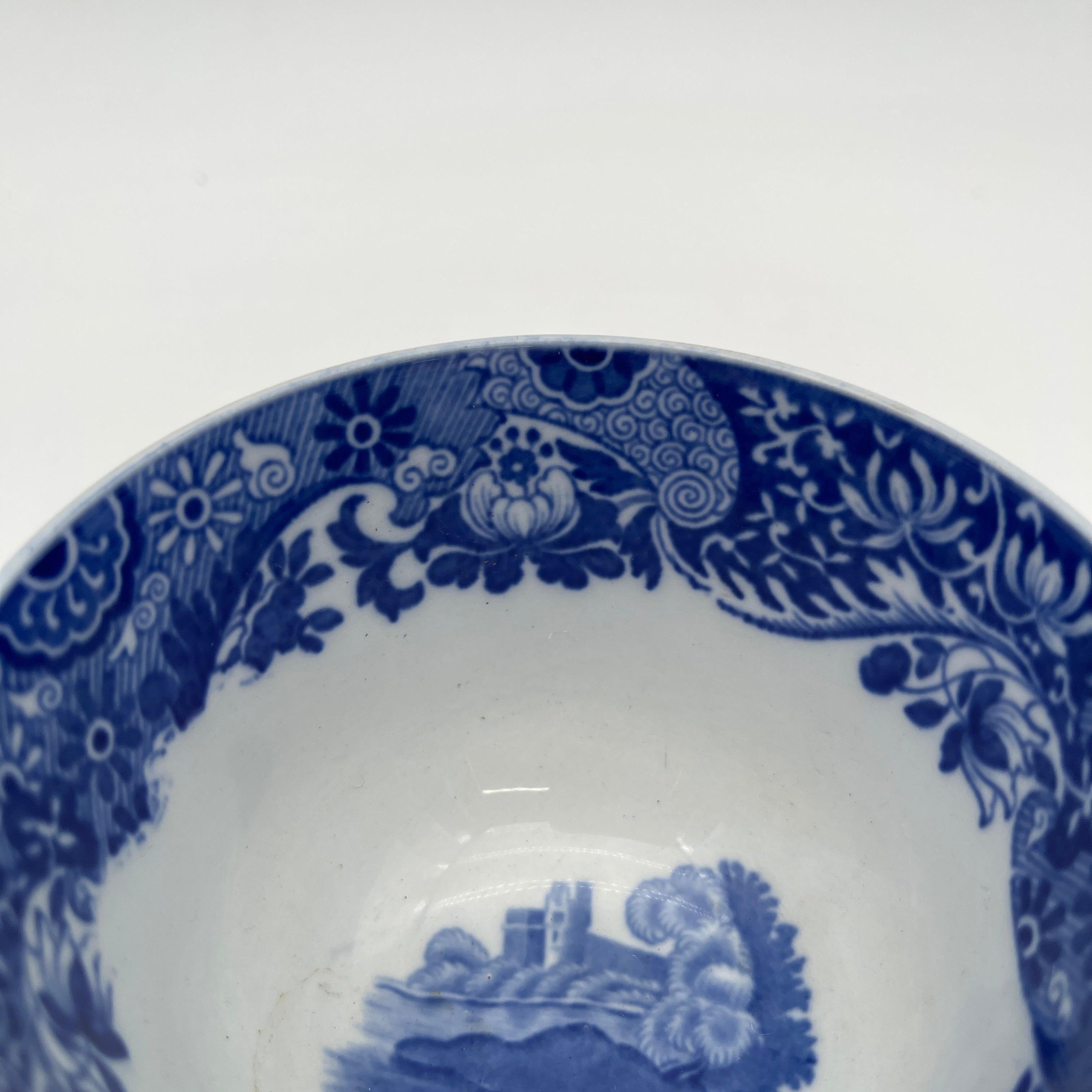 【アンティーク】 シュガーボウル (シュガーポット) / Spode (スポード) / Blue Italian / 1890-1920年代 / 陶器 / イギリス / ブルー&ホワイト, 銅版転写, 古代ローマ遺跡