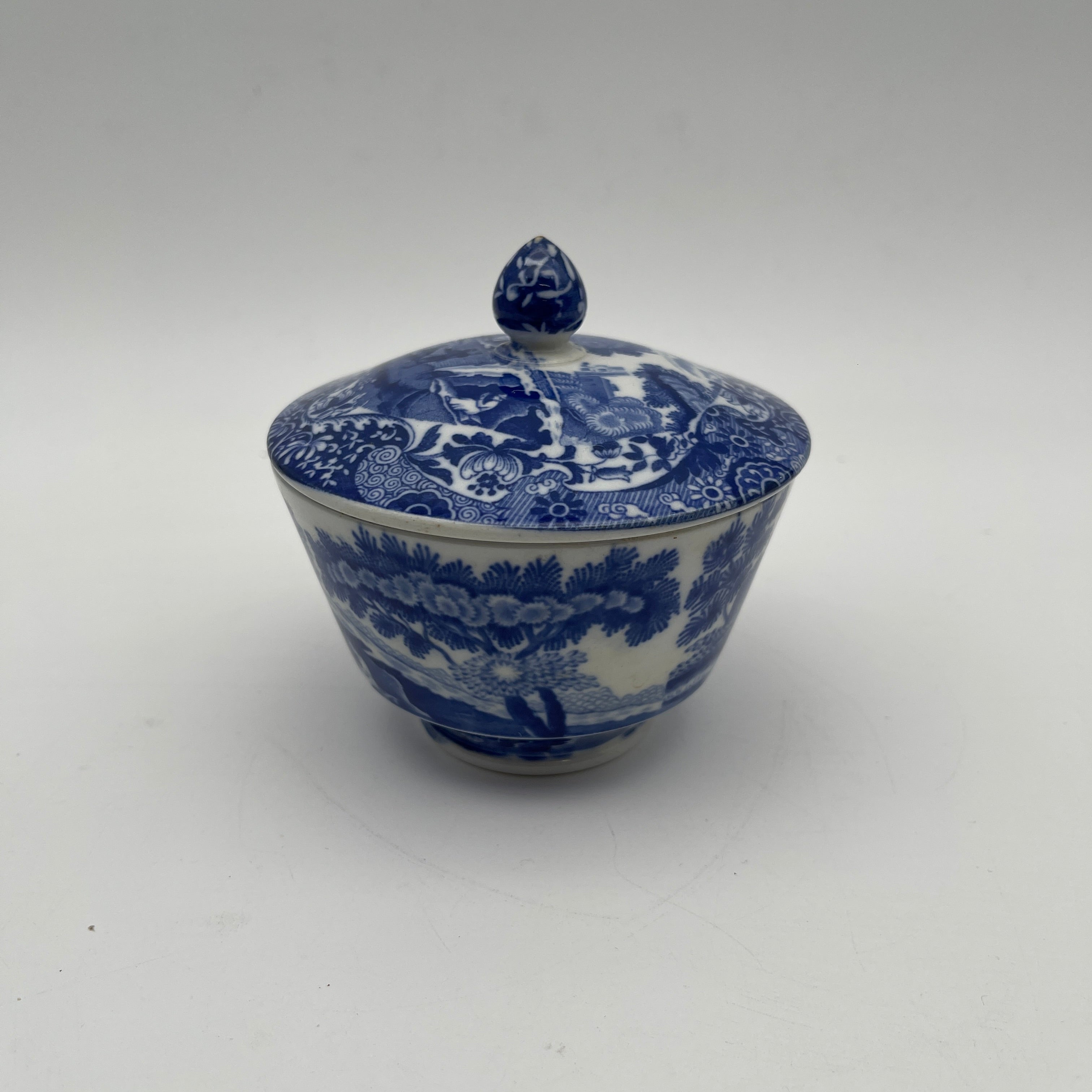 【アンティーク】 シュガーボウル (シュガーポット) / Spode (スポード) / Blue Italian / 1890-1920年代 / 陶器 / イギリス / ブルー&ホワイト, 銅版転写, 古代ローマ遺跡