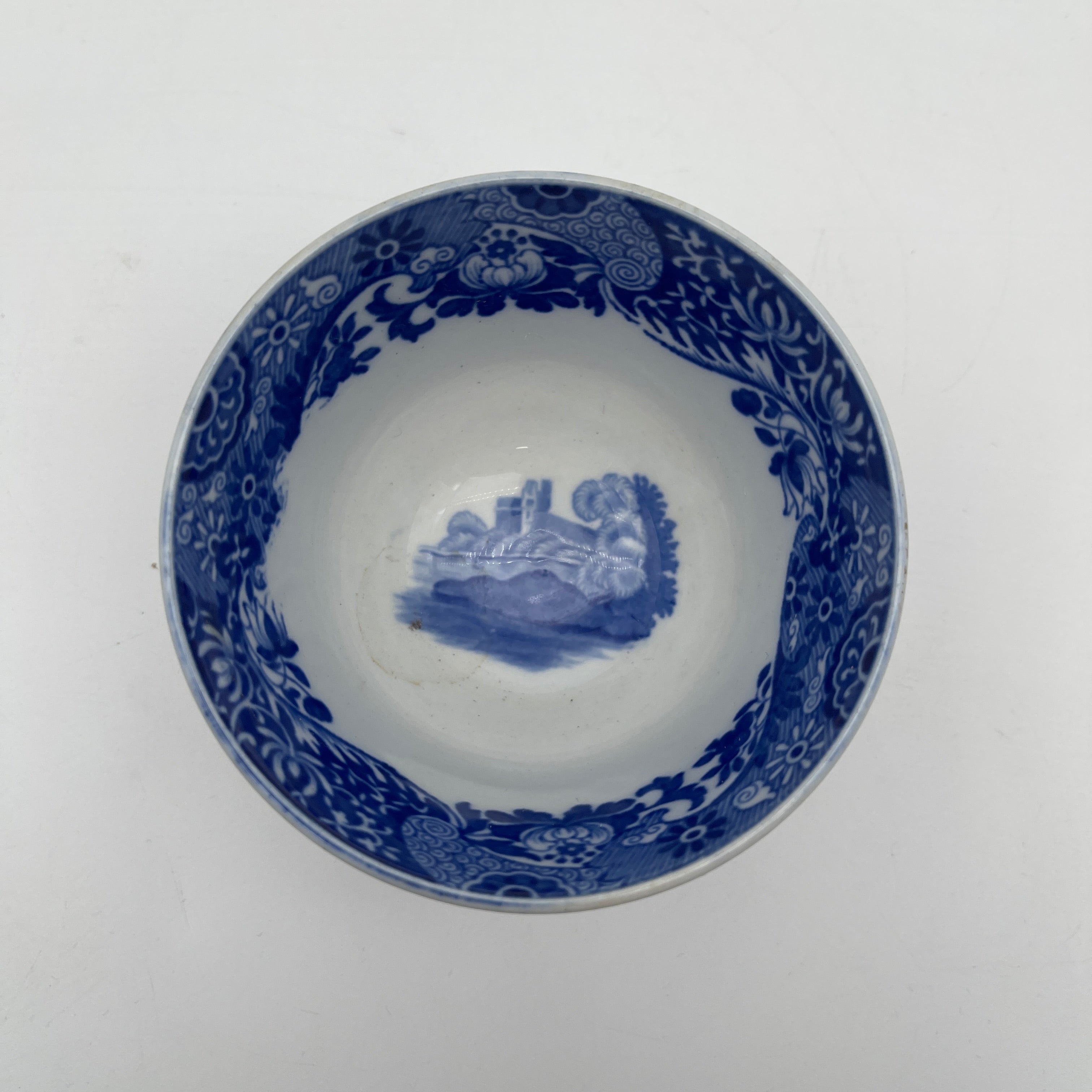 【アンティーク】 シュガーボウル (シュガーポット) / Spode (スポード) / Blue Italian / 1890-1920年代 / 陶器 / イギリス / ブルー&ホワイト, 銅版転写, 古代ローマ遺跡