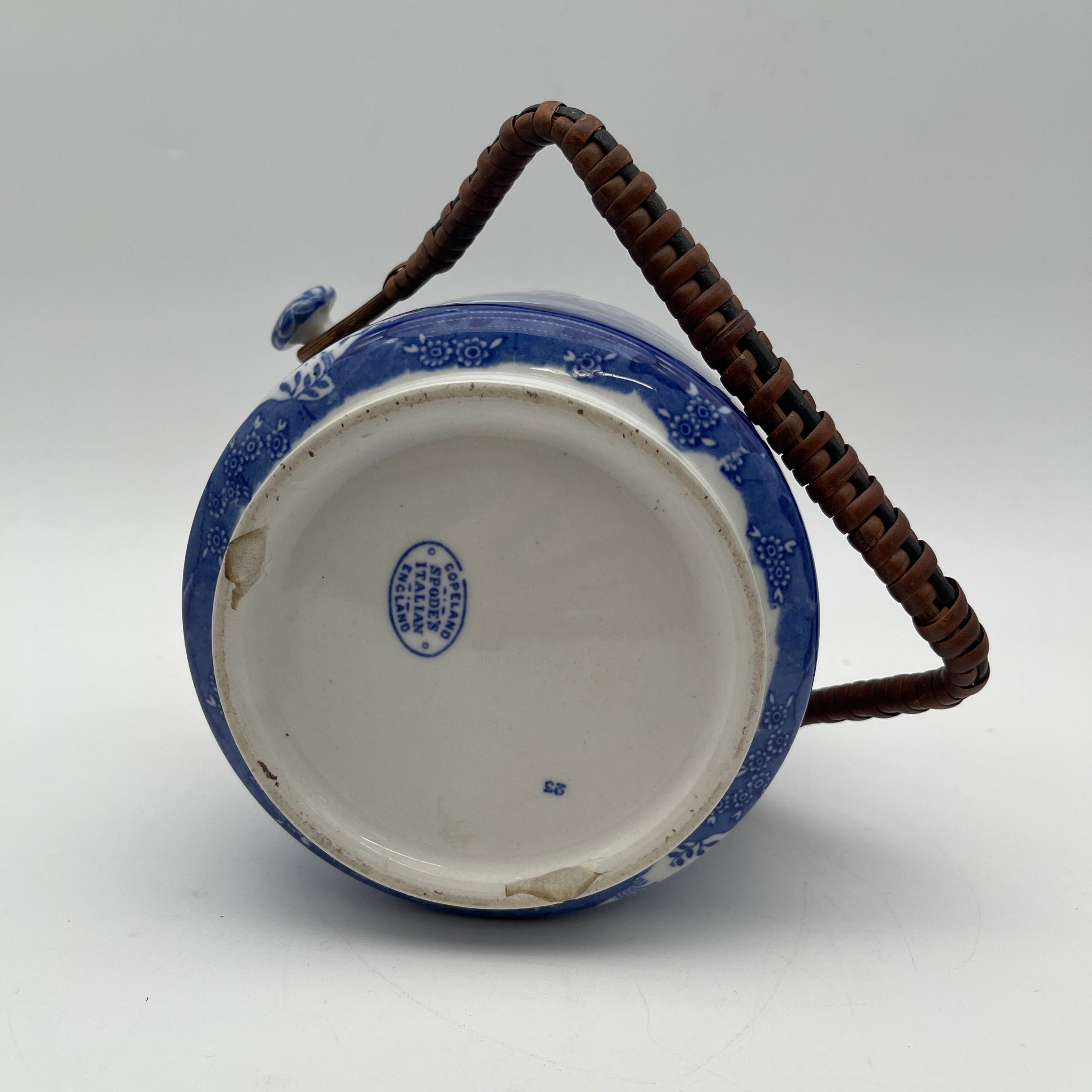 【アンティーク】 ビスケットジャー (蓋付き保存容器) / Spode (スポード) / Blue Italian / 1890-1920年代 / 陶器 / イギリス / ブルー&ホワイト, 銅版転写, 古代ローマ遺跡