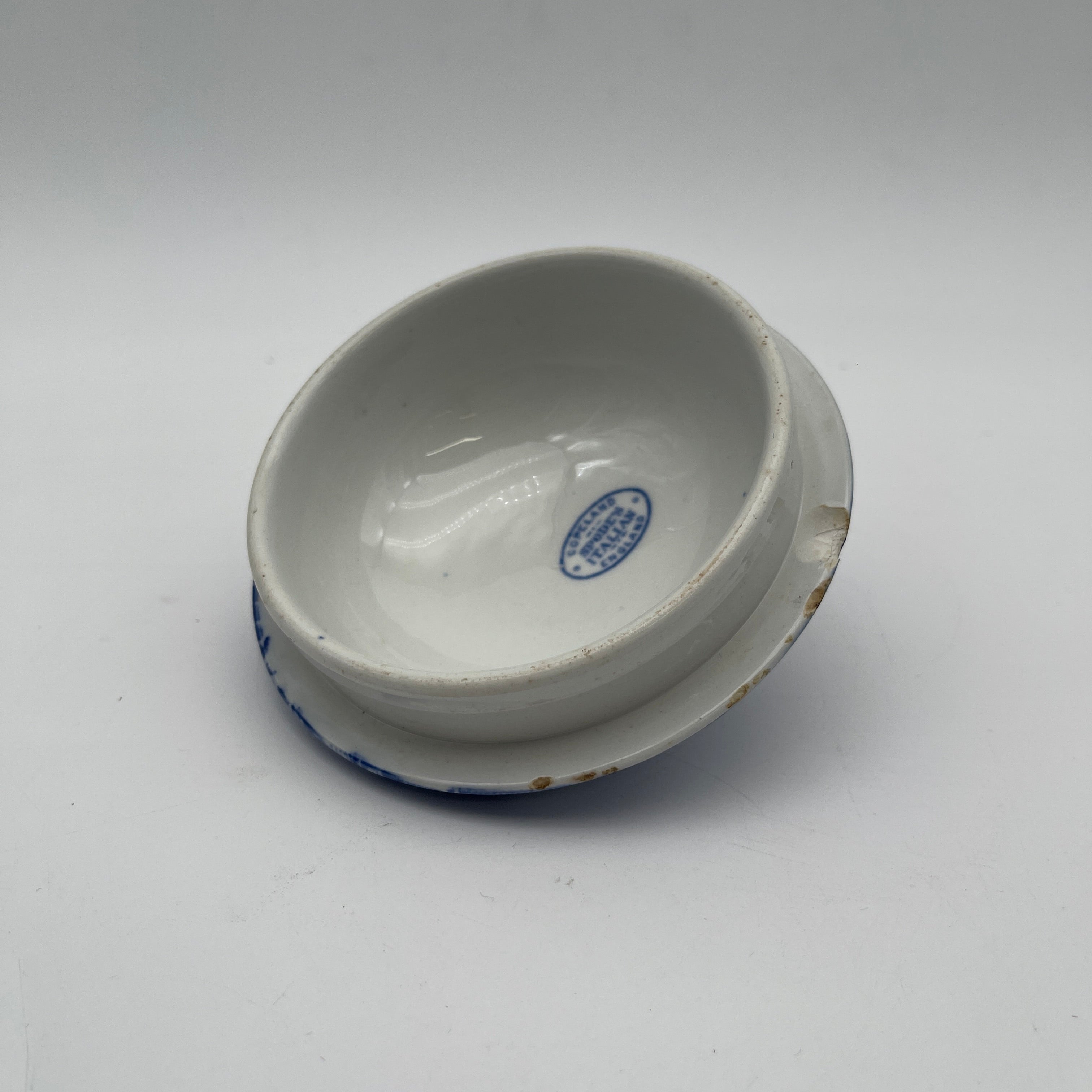 【アンティーク】 ビスケットジャー (蓋付き保存容器) / Spode (スポード) / Blue Italian / 1890-1920年代 / 陶器 / イギリス / ブルー&ホワイト, 銅版転写, 古代ローマ遺跡