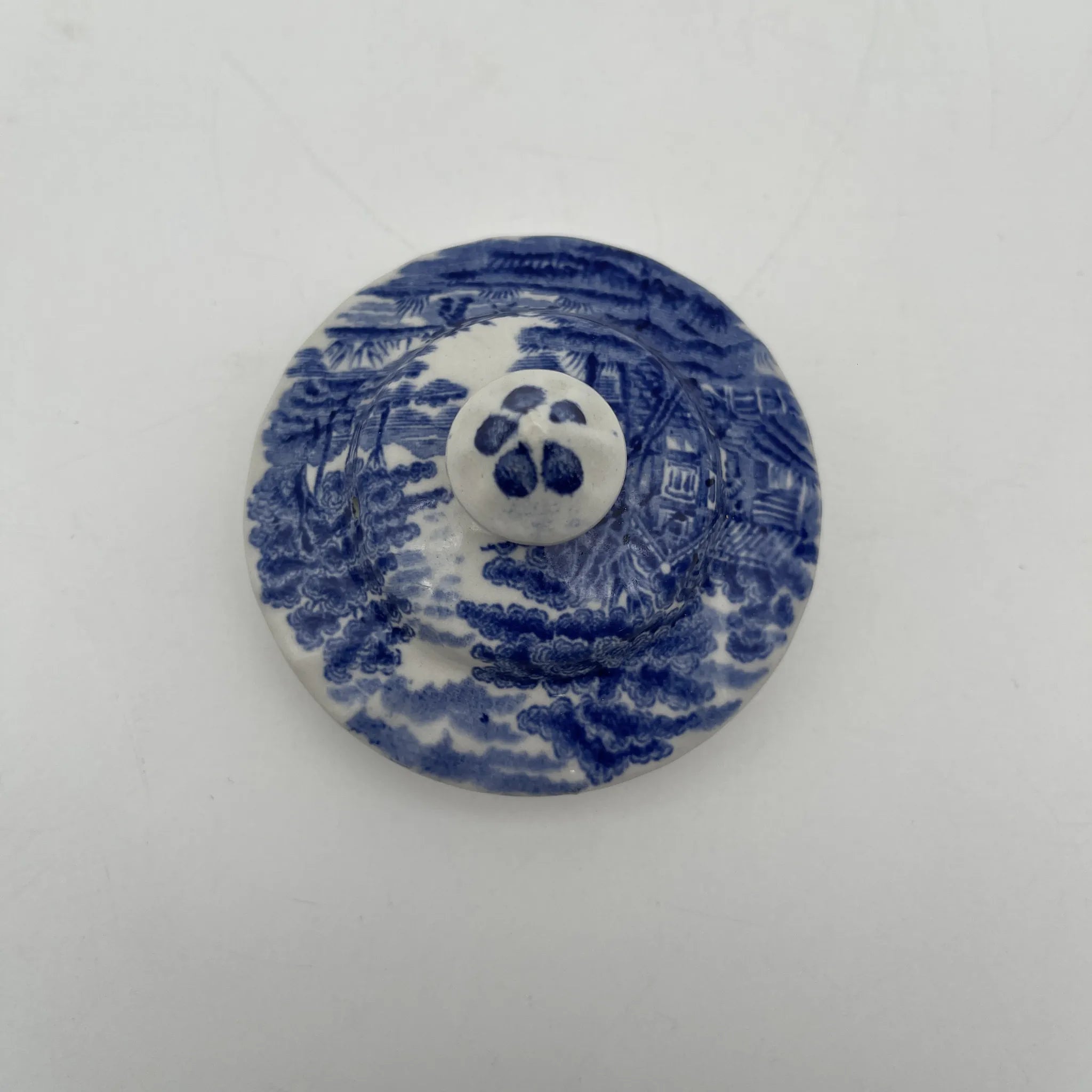 【复古】咖啡壶/ Wood & Sons (Wood & Sons) / English Scenery / 1940-1960年代(推测)/铁石/英国/ 蓝与白,铜版印刷,英国乡村风景