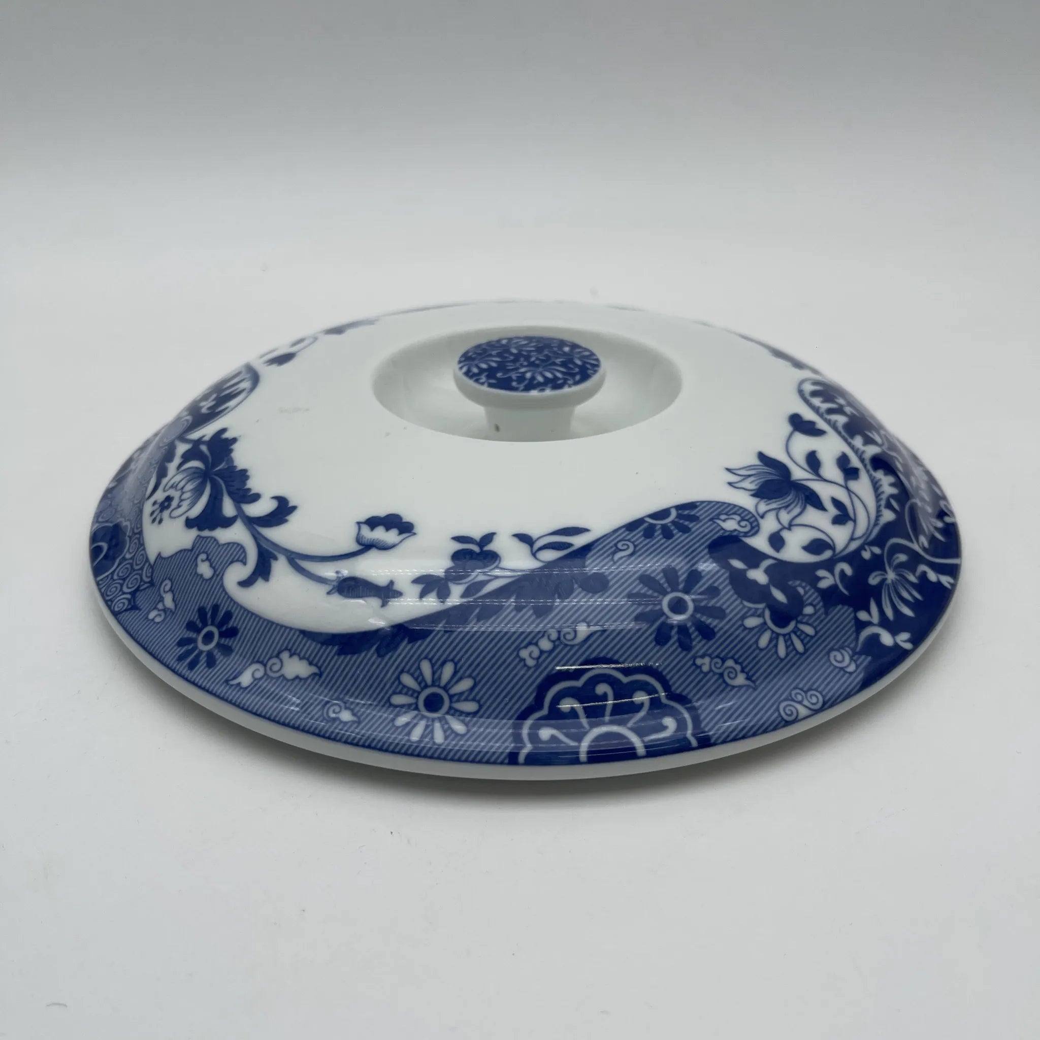 【リユース】 キャセロール (蓋付き深型グラタン皿) / Spode (スポード) / Blue Italian / 1990-2000年代 / 陶器 / イギリス / ブルー&ホワイト, 銅版転写, 古代ローマ遺跡