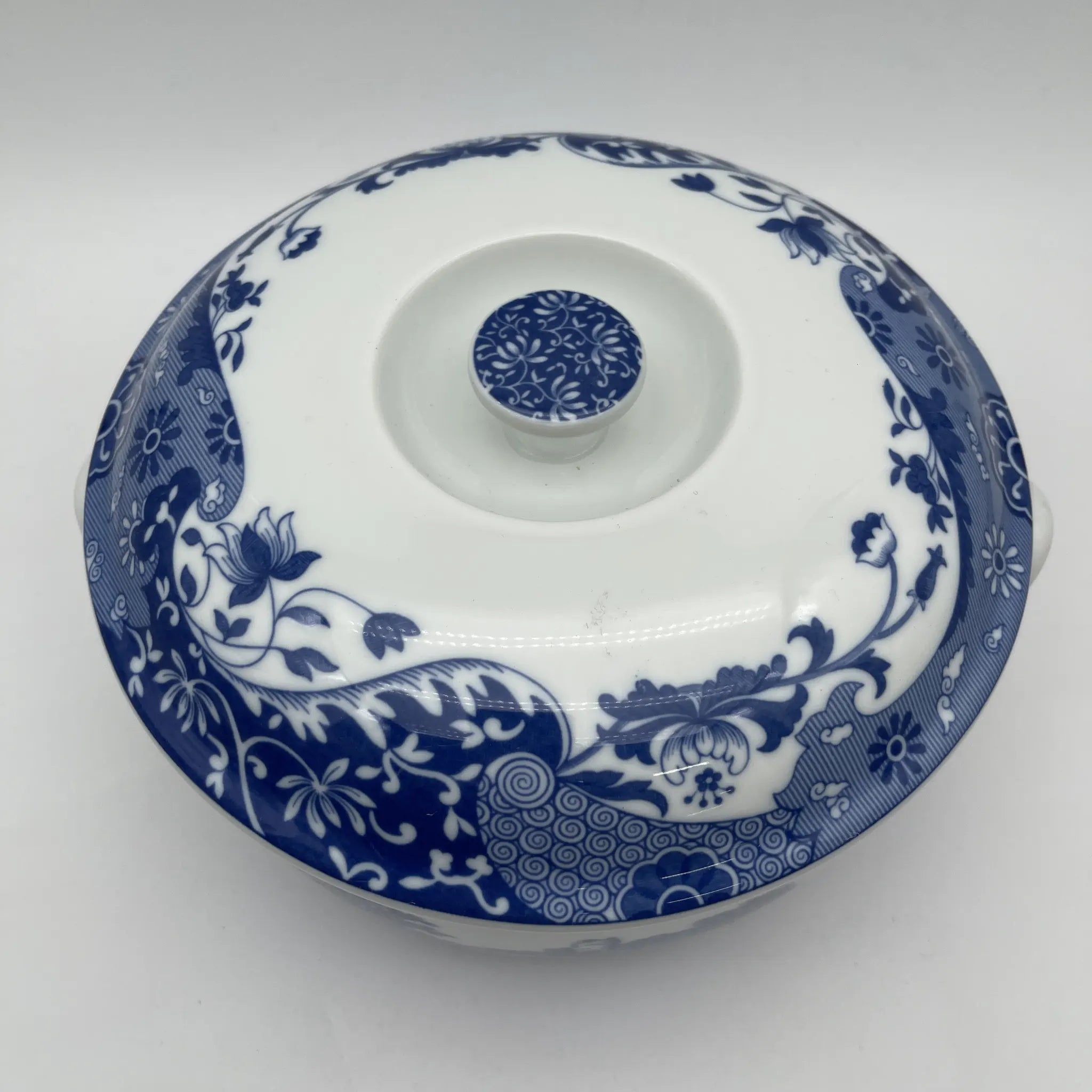 【リユース】 キャセロール (蓋付き深型グラタン皿) / Spode (スポード) / Blue Italian / 1990-2000年代 / 陶器 / イギリス / ブルー&ホワイト, 銅版転写, 古代ローマ遺跡