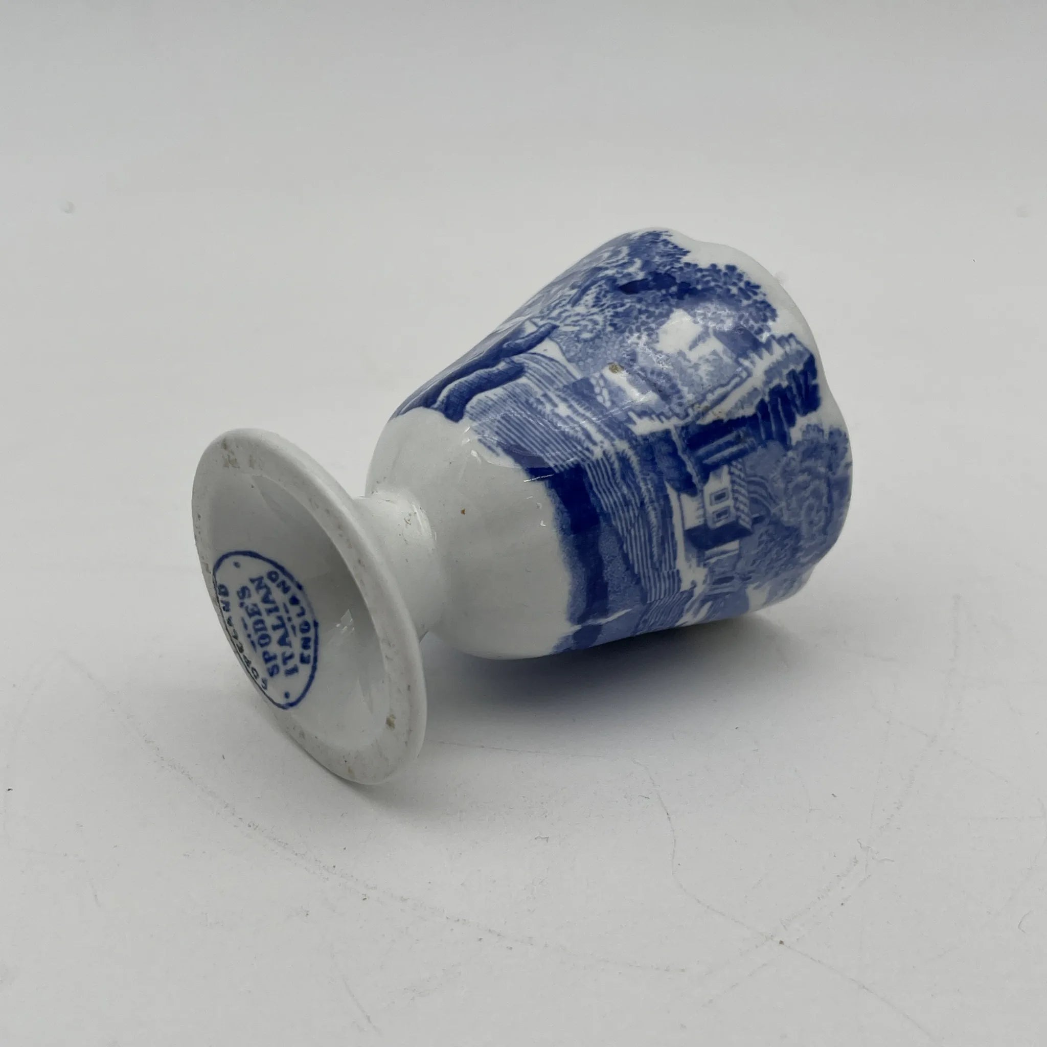 【アンティーク】 エッグスタンド / Spode (スポード) / Blue Italian / 1890-1920年代 / 陶器 / イギリス / ブルー&ホワイト, 銅版転写, 古代ローマ遺跡