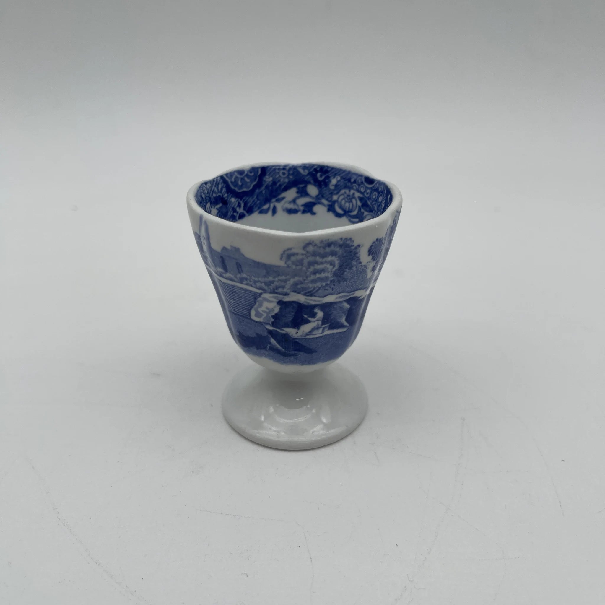 【アンティーク】 エッグスタンド / Spode (スポード) / Blue Italian / 1890-1920年代 / 陶器 / イギリス / ブルー&ホワイト, 銅版転写, 古代ローマ遺跡