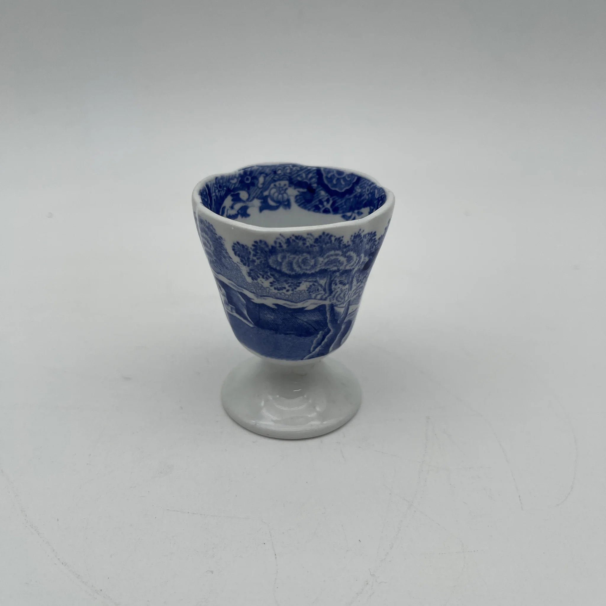 【アンティーク】 エッグスタンド / Spode (スポード) / Blue Italian / 1890-1920年代 / 陶器 / イギリス / ブルー&ホワイト, 銅版転写, 古代ローマ遺跡