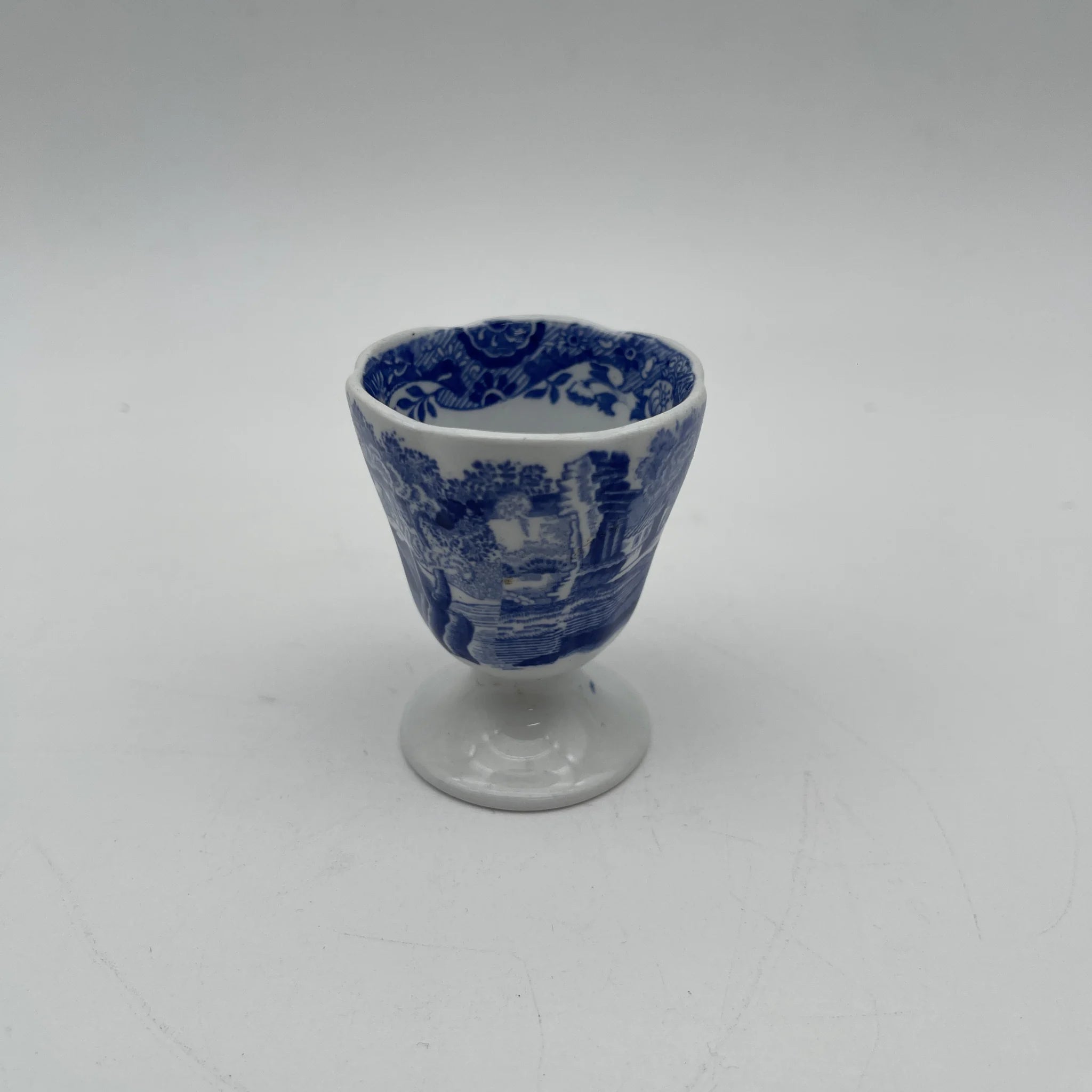 【アンティーク】 エッグスタンド / Spode (スポード) / Blue Italian / 1890-1920年代 / 陶器 / イギリス / ブルー&ホワイト, 銅版転写, 古代ローマ遺跡