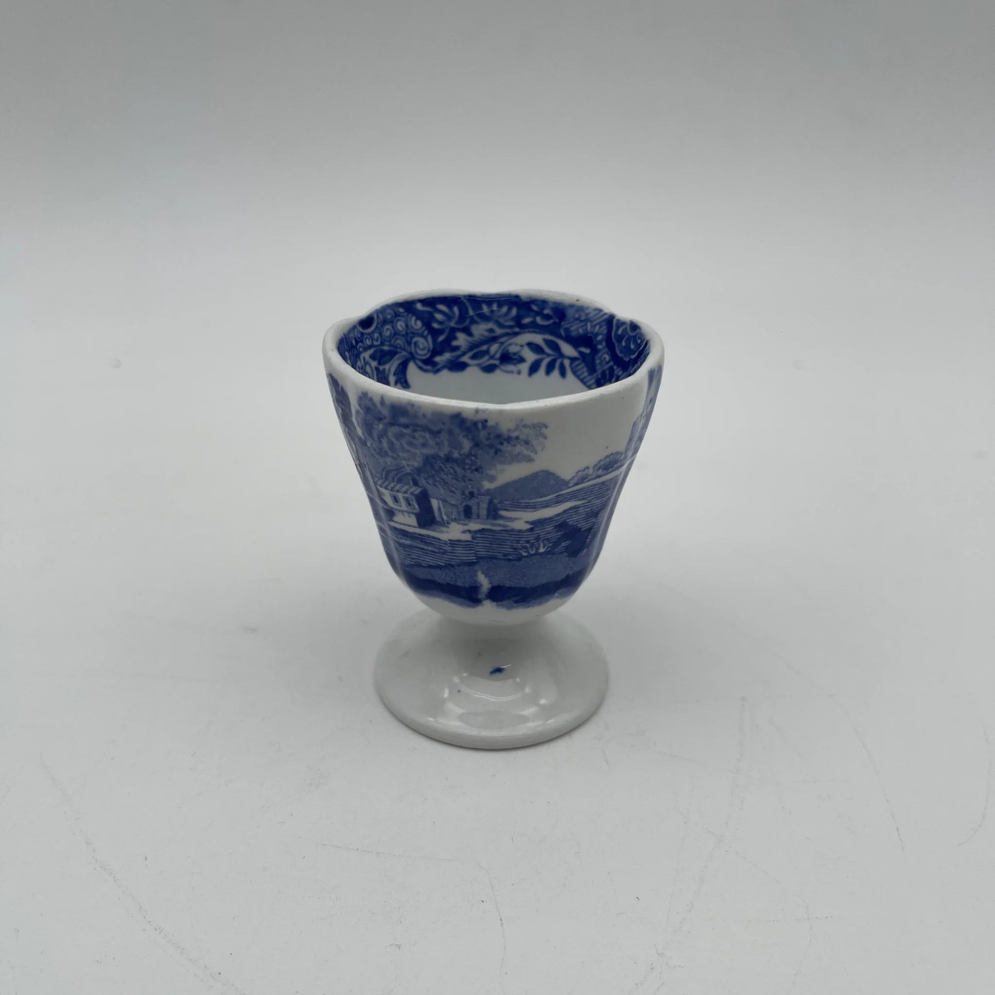 【アンティーク】 エッグスタンド / Spode (スポード) / Blue Italian / 1890-1920年代 / 陶器 / イギリス / ブルー&ホワイト, 銅版転写, 古代ローマ遺跡