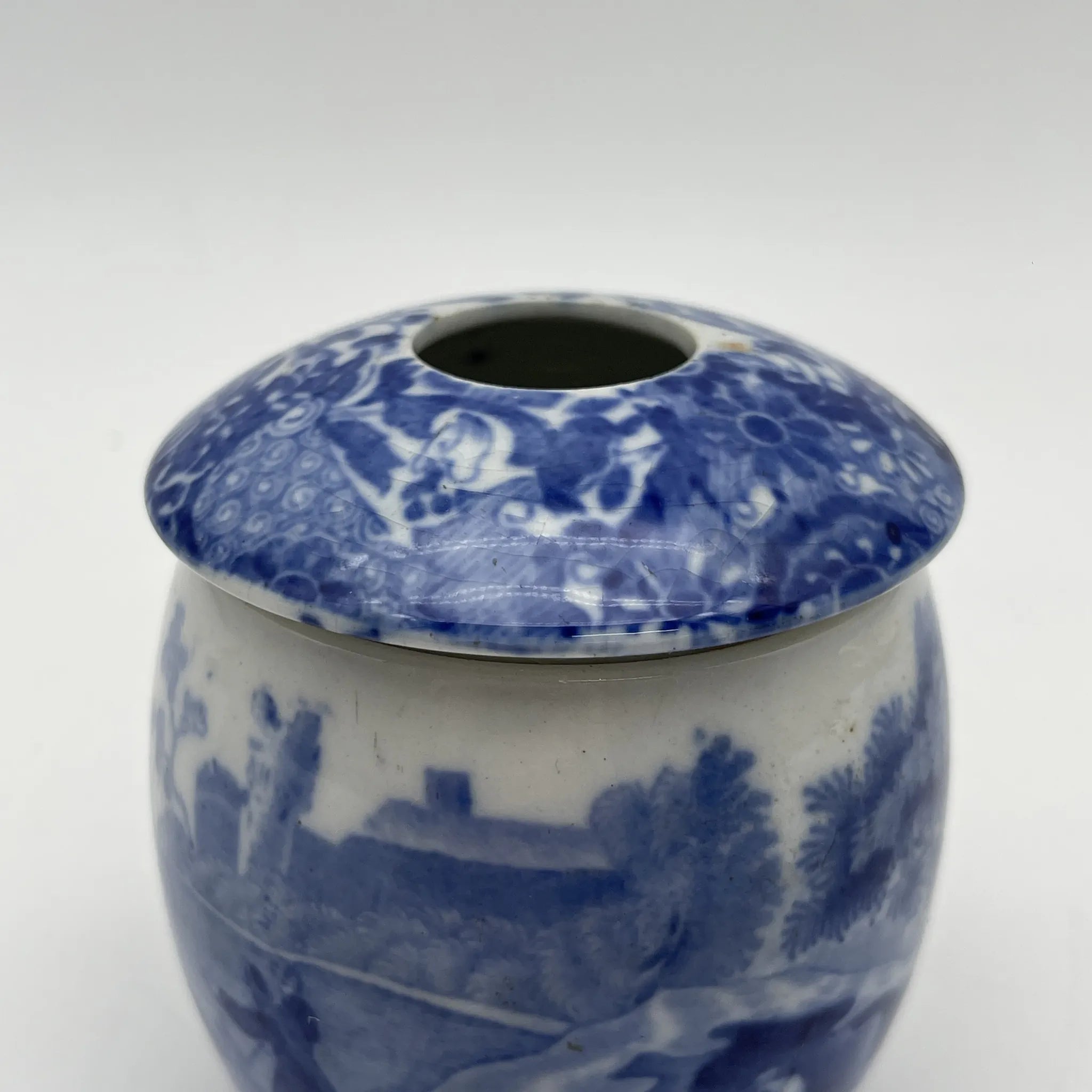 【アンティーク】 シュガーボウル (シュガーポット) / Spode (スポード) / Blue Italian / 1890-1920年代 / 陶器 / イギリス / ブルー&ホワイト, 銅版転写, 古代ローマ遺跡