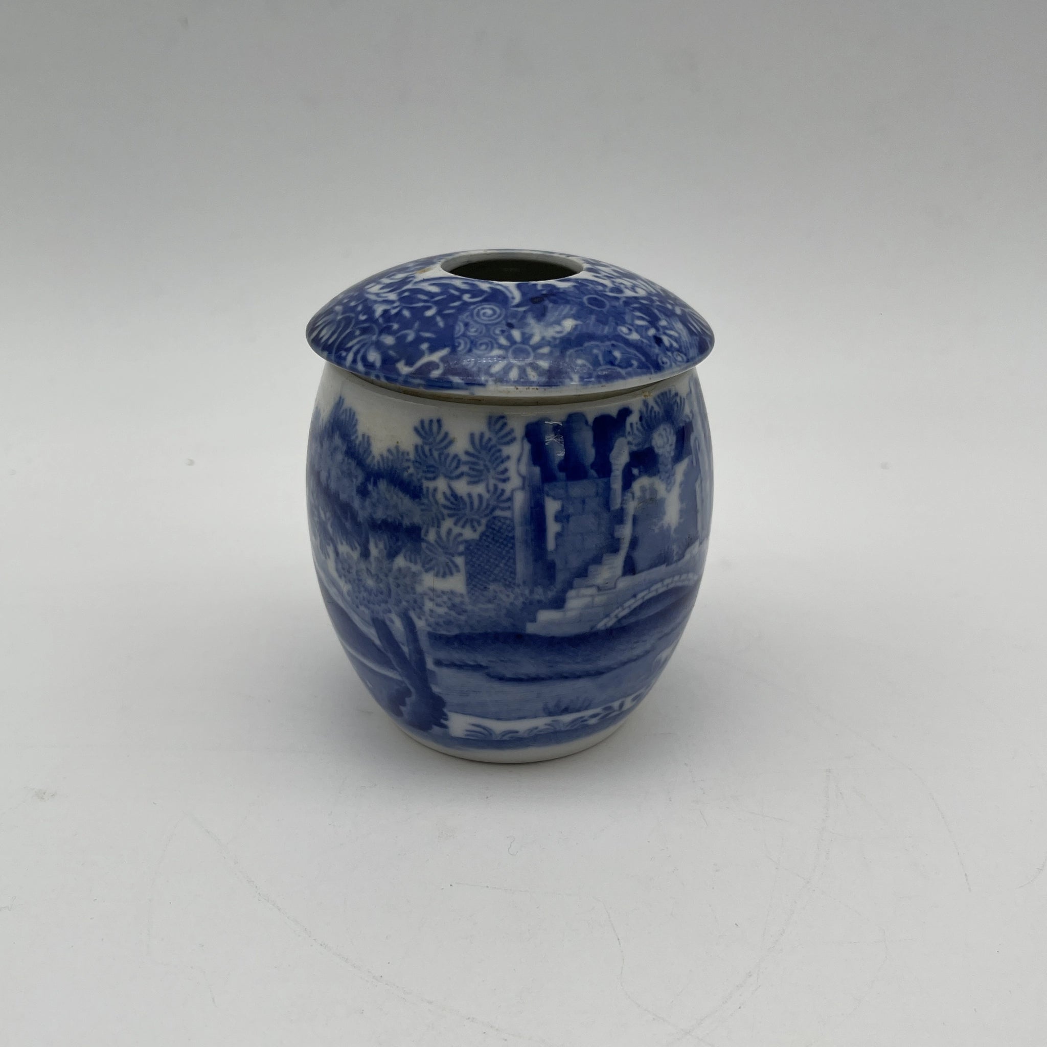 【アンティーク】 シュガーボウル (シュガーポット) / Spode (スポード) / Blue Italian / 1890-1920年代 / 陶器 / イギリス / ブルー&ホワイト, 銅版転写, 古代ローマ遺跡
