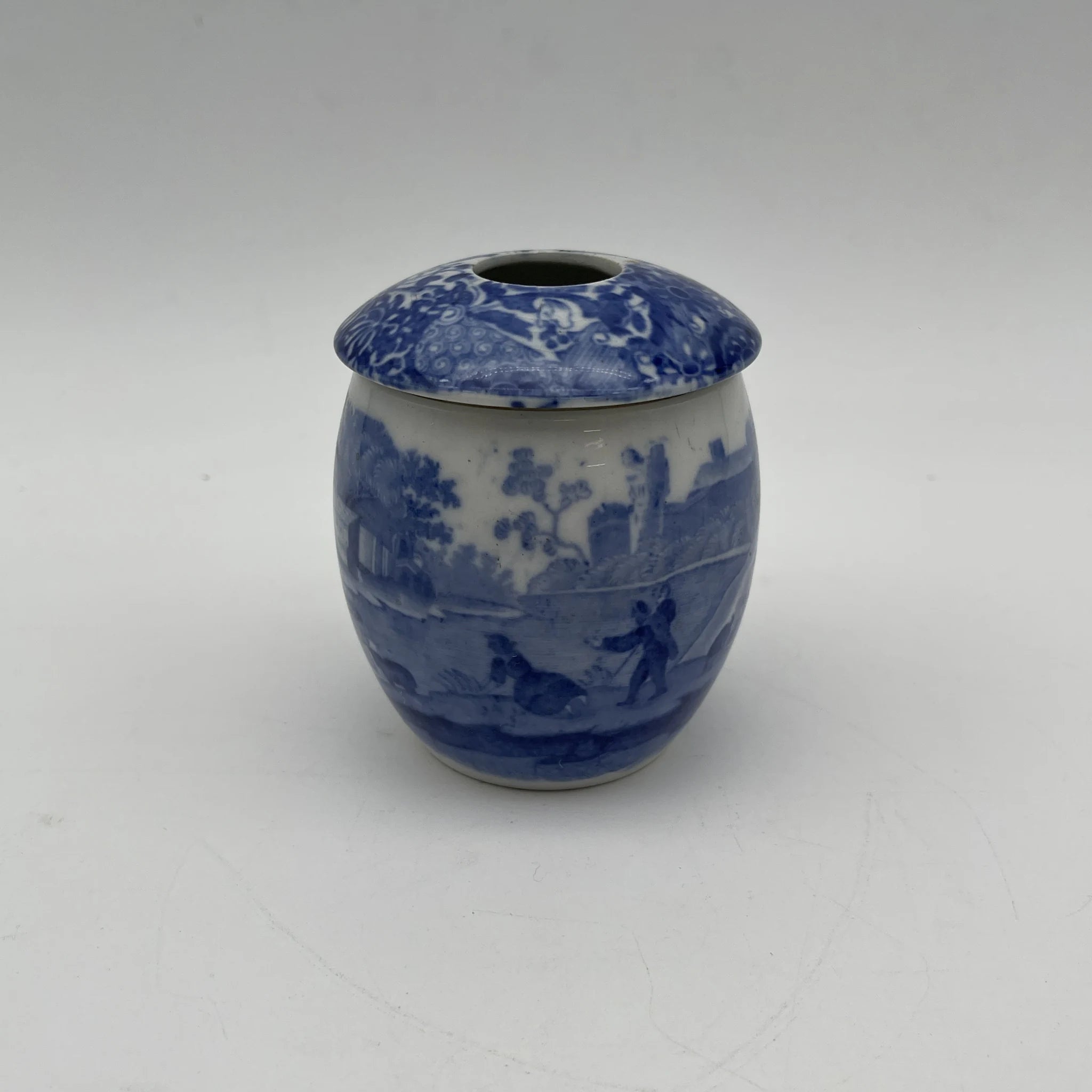 【アンティーク】 シュガーボウル (シュガーポット) / Spode (スポード) / Blue Italian / 1890-1920年代 / 陶器 / イギリス / ブルー&ホワイト, 銅版転写, 古代ローマ遺跡