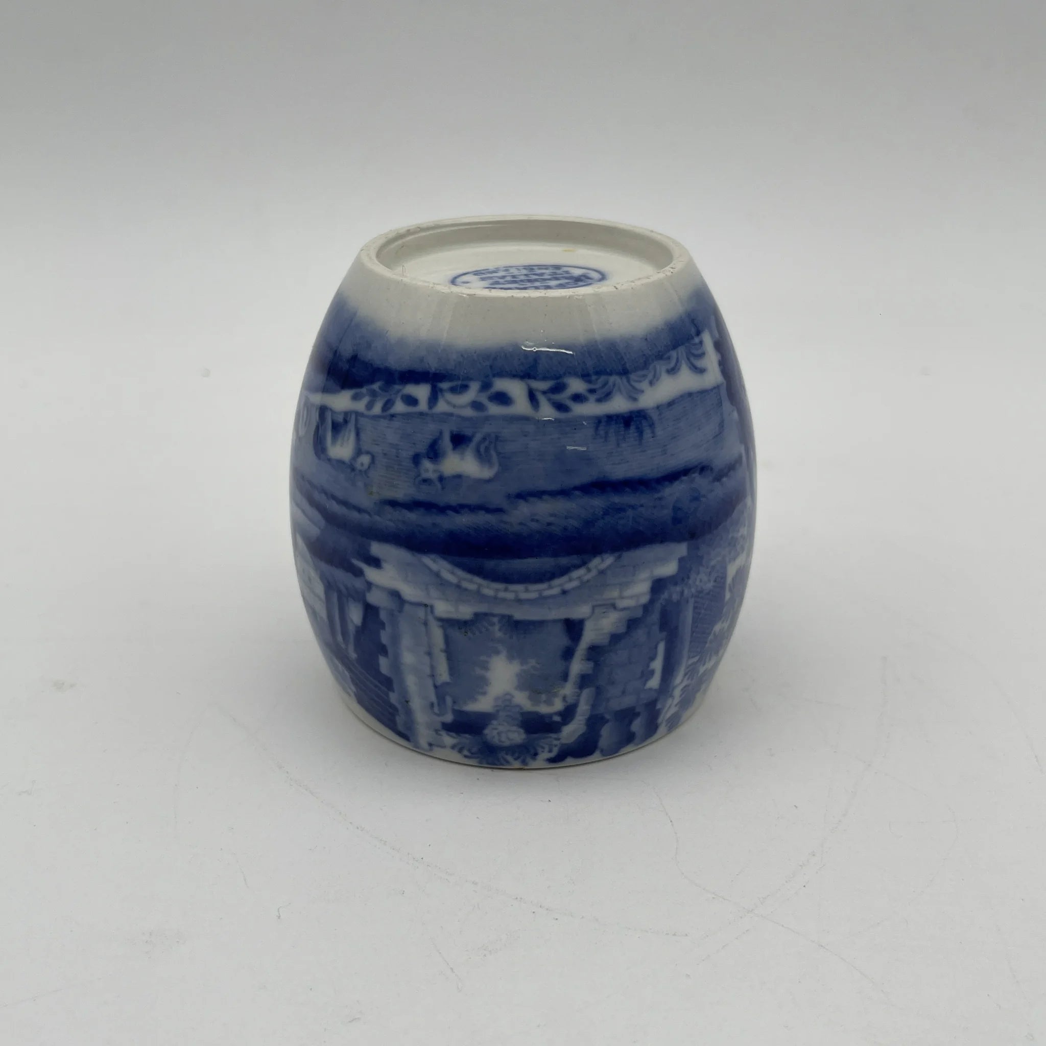 【アンティーク】 シュガーボウル (シュガーポット) / Spode (スポード) / Blue Italian / 1890-1920年代 / 陶器 / イギリス / ブルー&ホワイト, 銅版転写, 古代ローマ遺跡