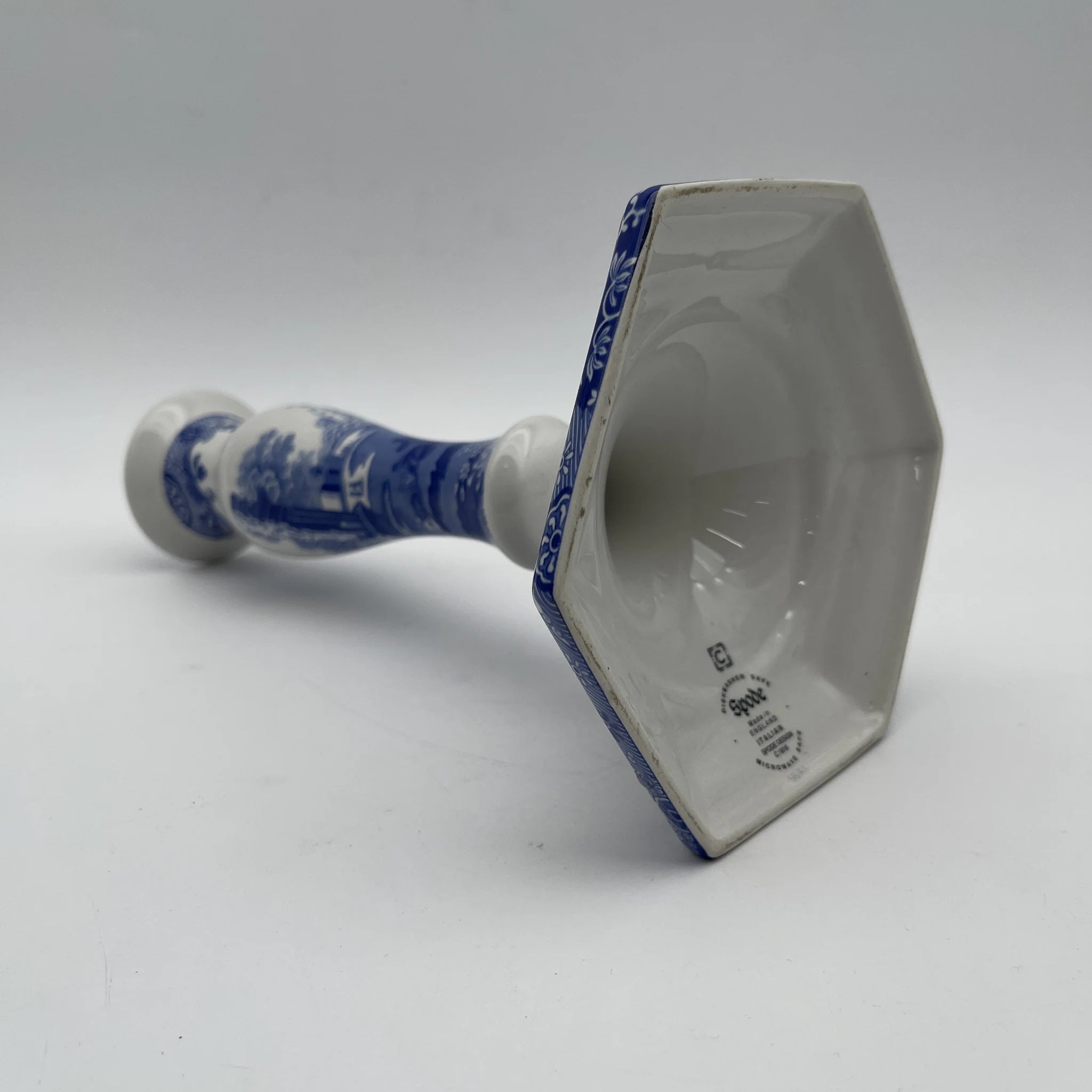 【复古】烛台/ Spode / Blue Italian / 1990-2000年代/陶器/英国/蓝&白,铜版转印, 古罗马遗址