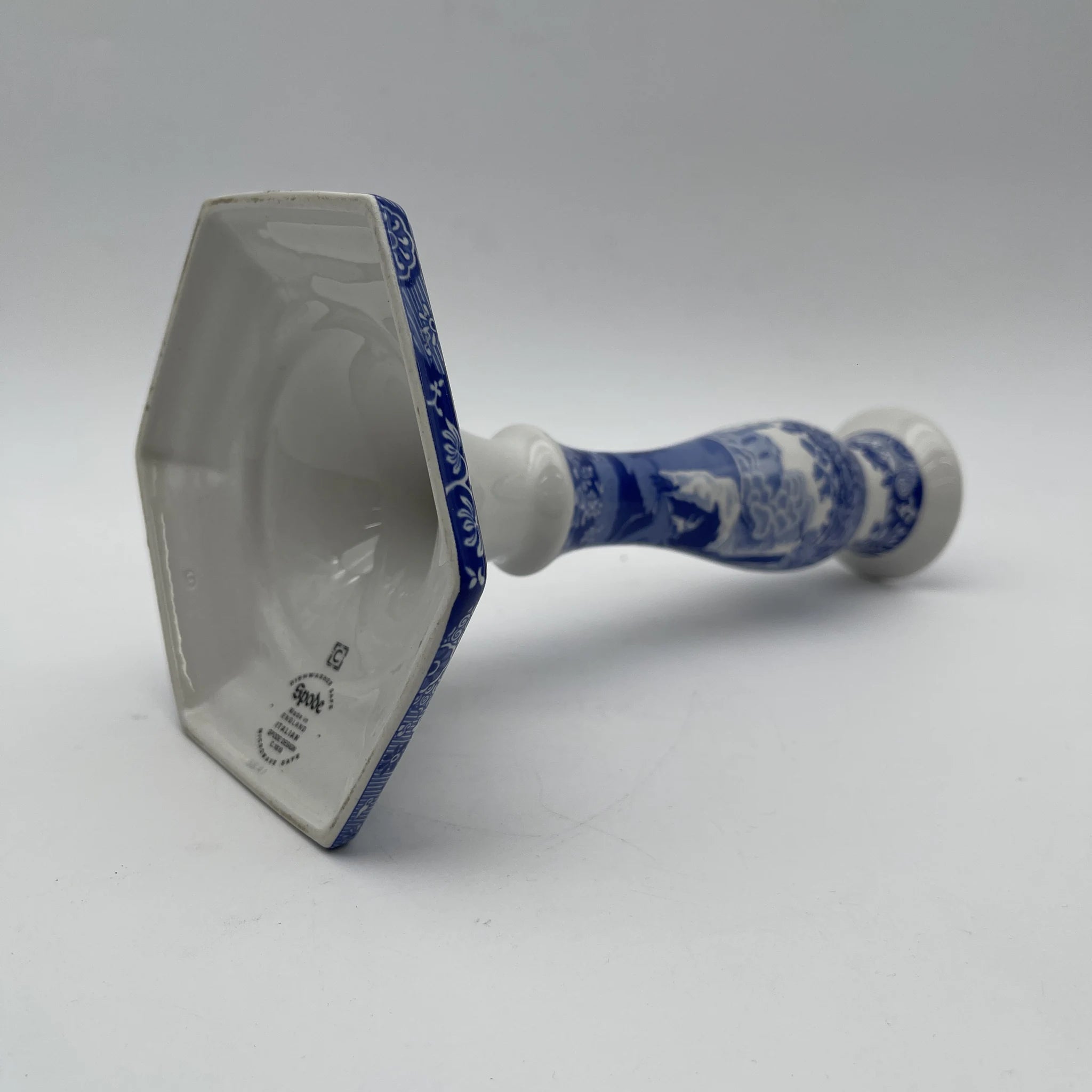 【复古】烛台/ Spode / Blue Italian / 1990-2000年代/陶器/英国/蓝&白,铜版转印, 古罗马遗址