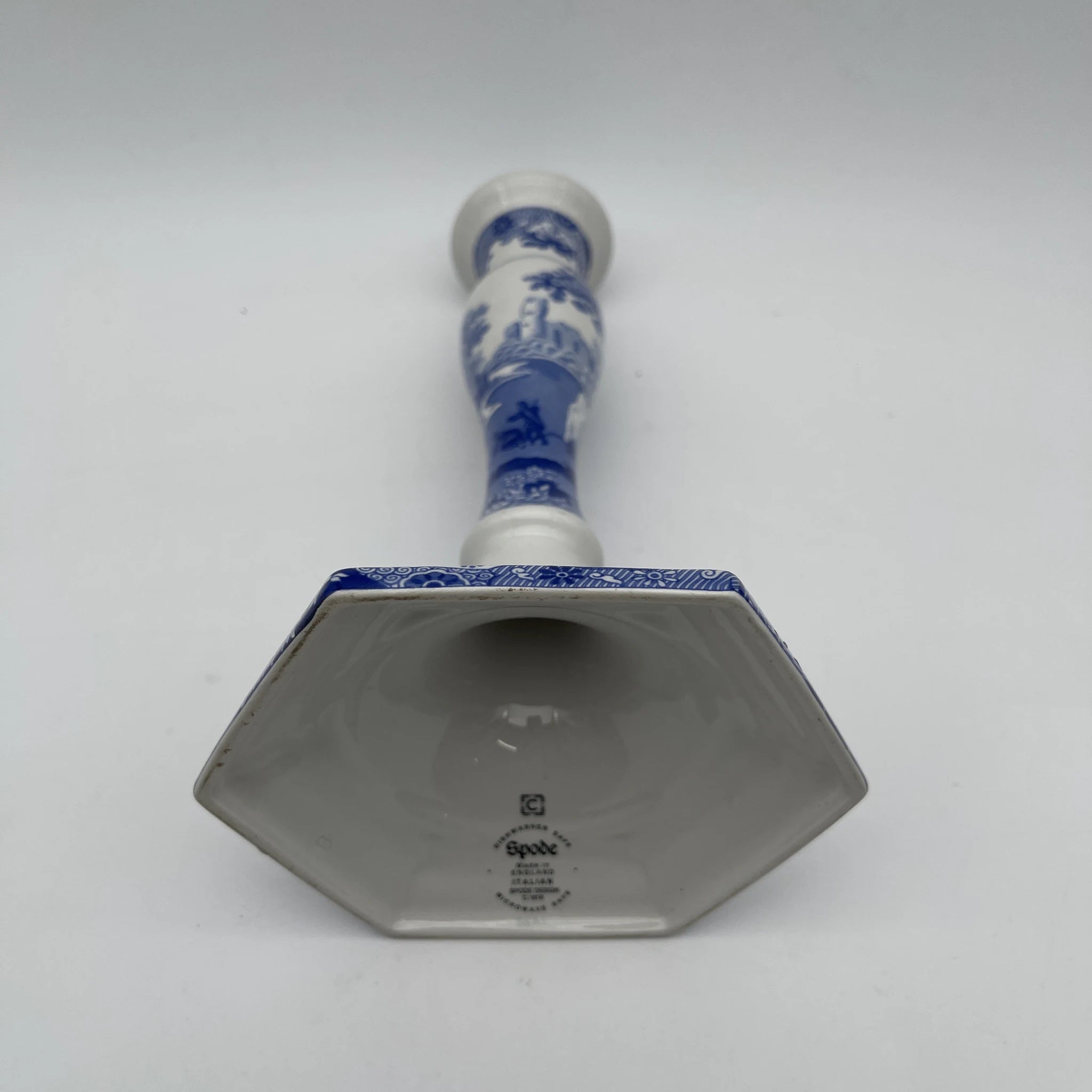 【复古】烛台/ Spode / Blue Italian / 1990-2000年代/陶器/英国/蓝&白,铜版转印, 古罗马遗址