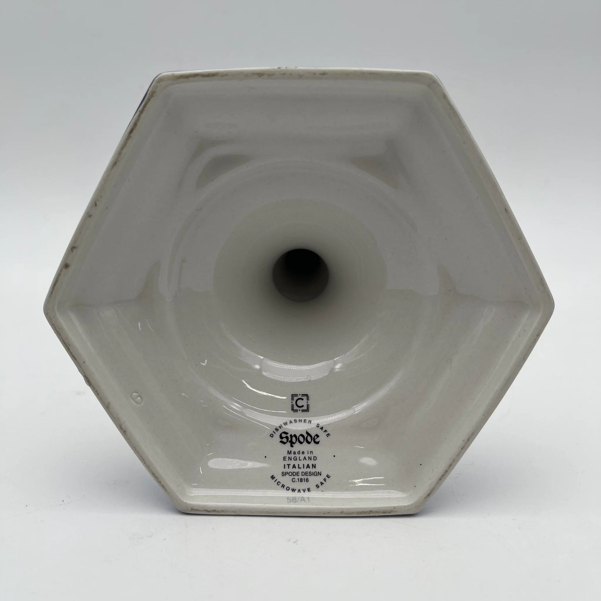 【复古】烛台/ Spode / Blue Italian / 1990-2000年代/陶器/英国/蓝&白,铜版转印, 古罗马遗址