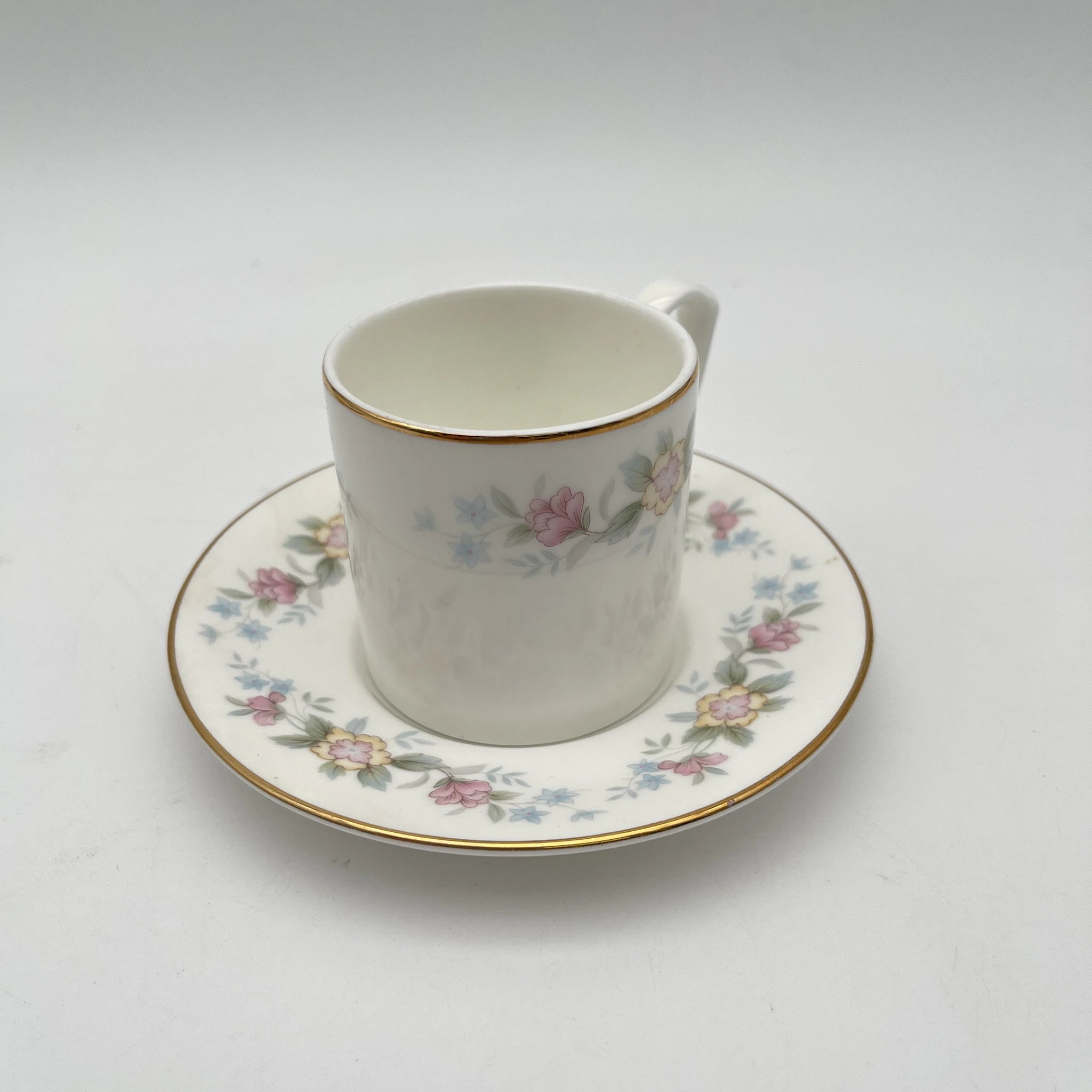 【复古】咖啡杯&茶托2p / Mayfair (Mayfair) / 1950-1980年代(推测)/ Fine Bone China /英国/小花花样, 柔和色调,金彩