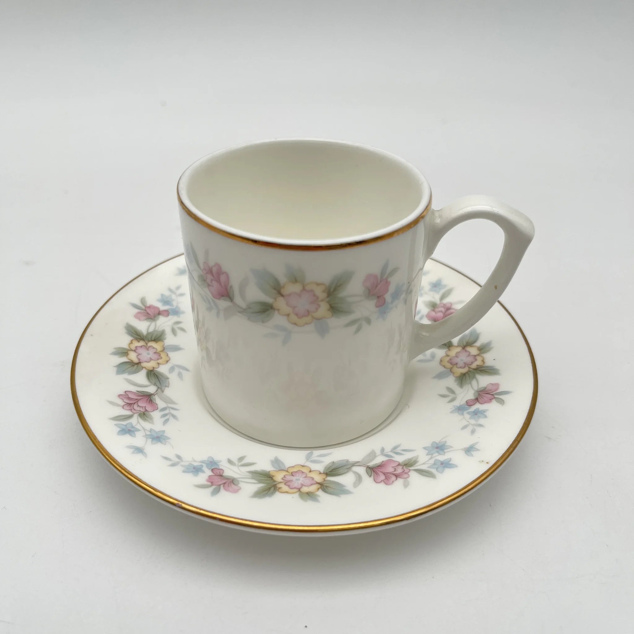【复古】咖啡杯&茶托2p / Mayfair (Mayfair) / 1950-1980年代(推测)/ Fine Bone China /英国/小花花样, 柔和色调,金彩