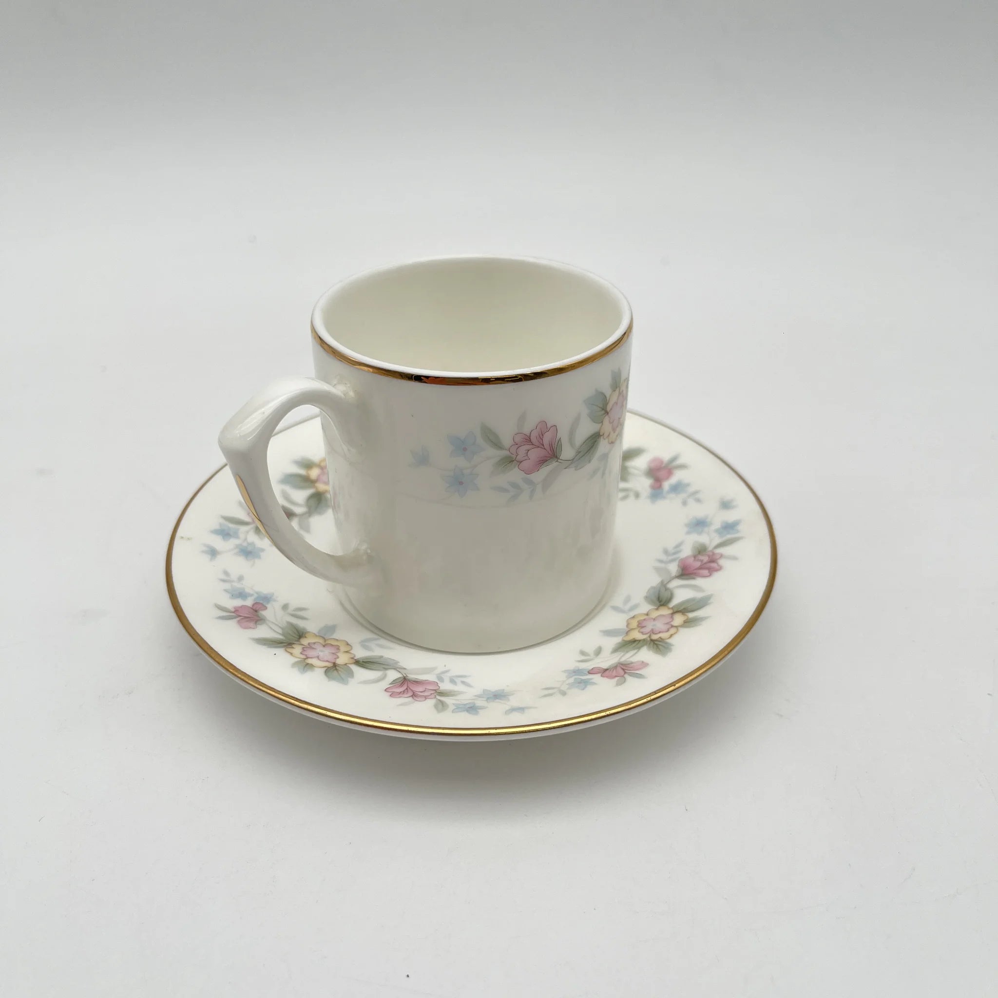 【复古】咖啡杯&茶托2p / Mayfair (Mayfair) / 1950-1980年代(推测)/ Fine Bone China /英国/小花花样, 柔和色调,金彩