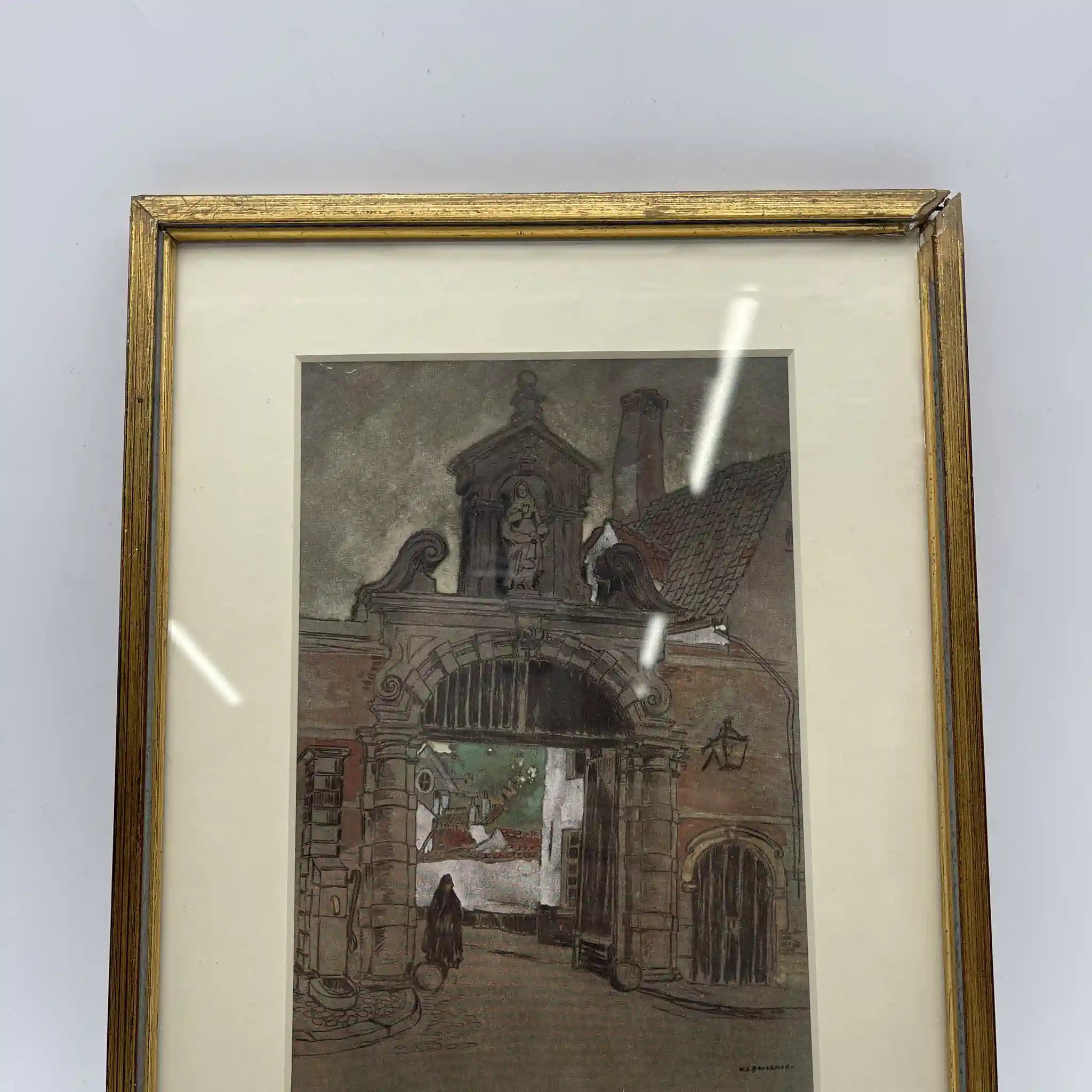 【复古】复制/ w.l. BRUCKMAN /“Pierre / Beguinage”/估计20c初/纸/英国/胶印,爱德华框架