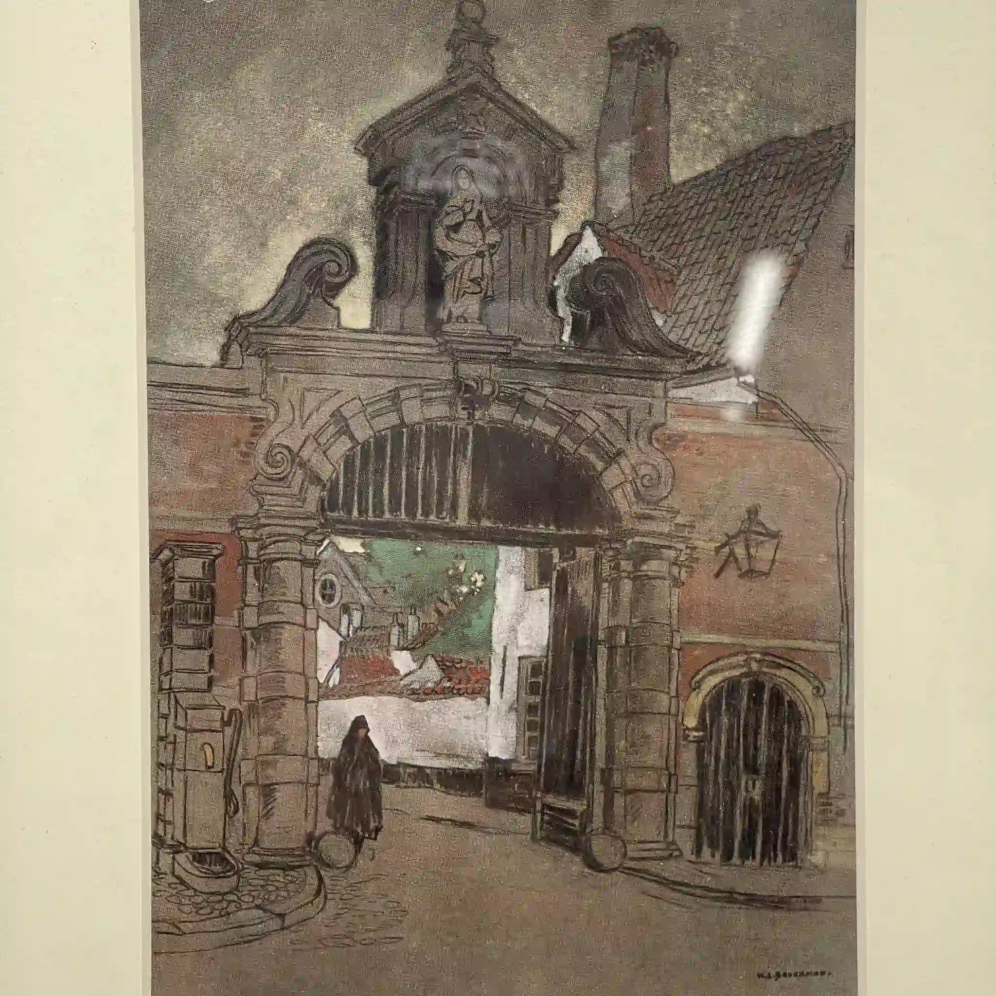 【复古】复制/ w.l. BRUCKMAN /“Pierre / Beguinage”/估计20c初/纸/英国/胶印,爱德华框架