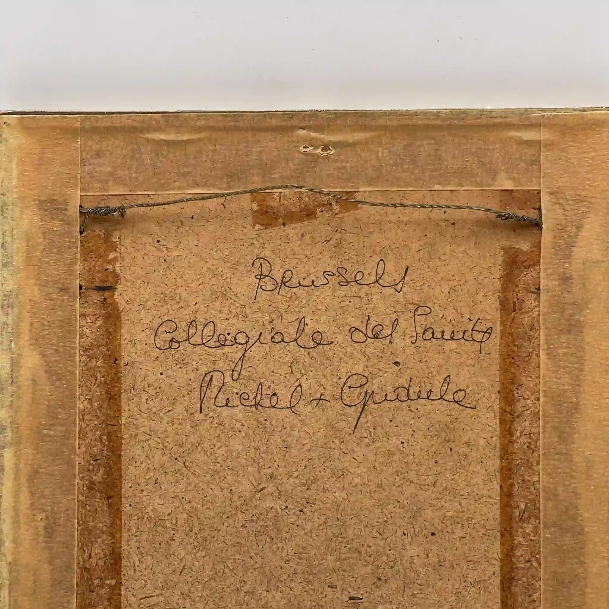 【复古】复制品/ w.l. BRUCKMAN /“Brussels Collegiate del Saints Michel + Gudule”/估计20c初/纸/英国 /胶印印刷,爱德华相框