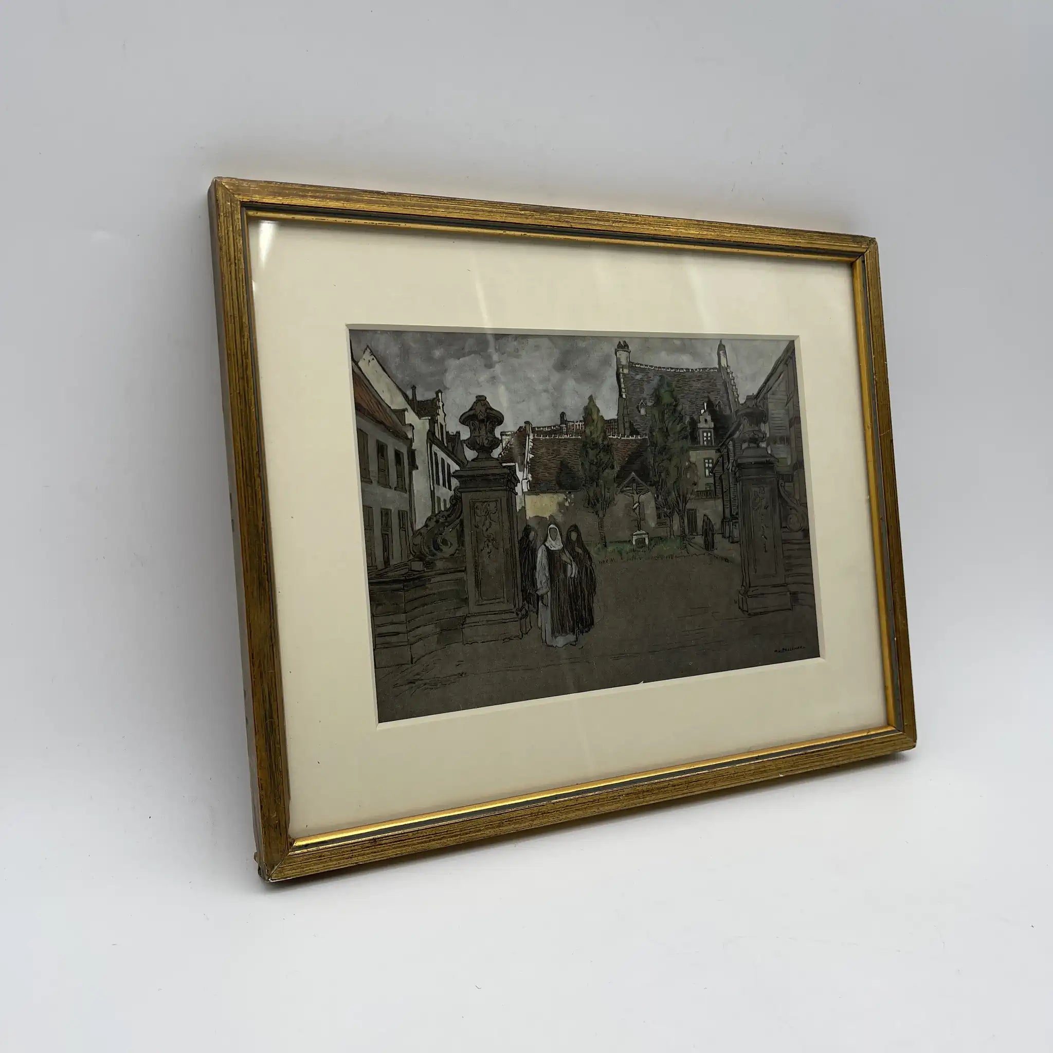 【复古】复制/ w.l. BRUCKMAN /“Louvain / Beguinage”/估计20c初/纸/英国/胶印,爱德华框架