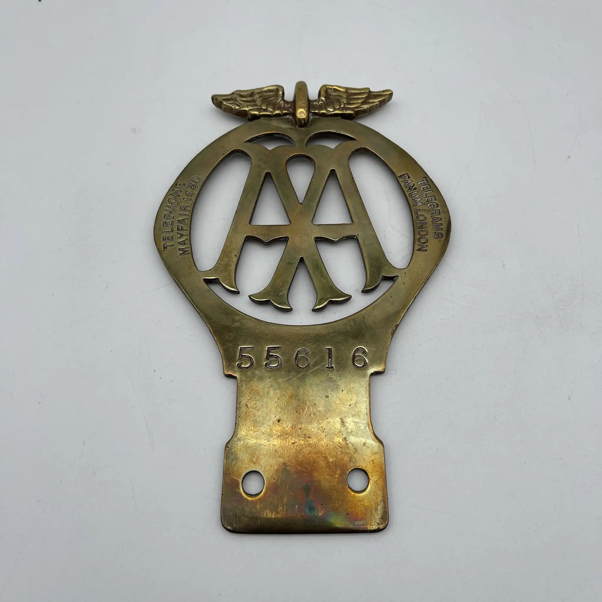 【古董】汽车徽章(格栅徽章)/ The Automobile Association (AA) / 1920年代/黄铜/英国/徽章,序列号
