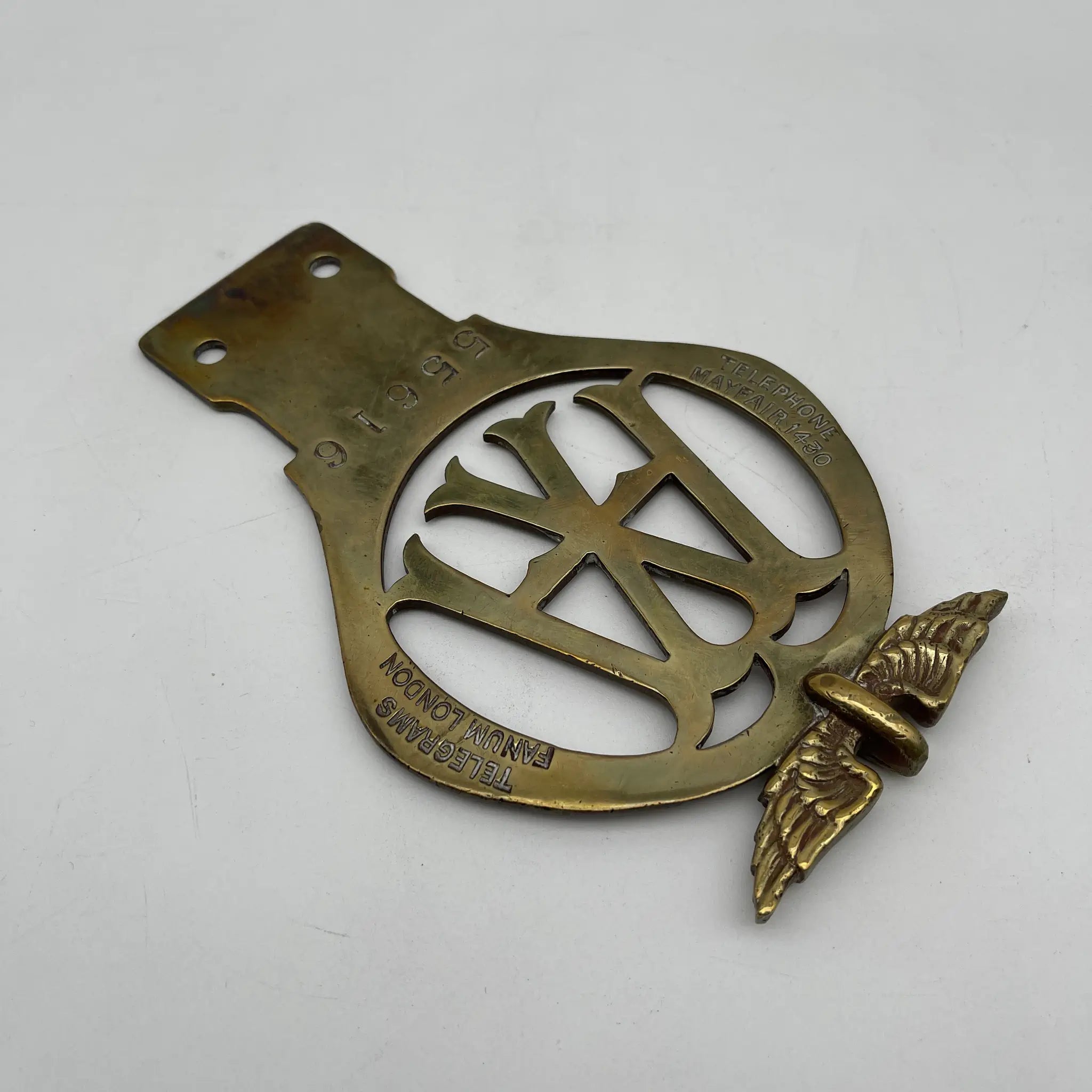 【古董】汽车徽章(格栅徽章)/ The Automobile Association (AA) / 1920年代/黄铜/英国/徽章,序列号