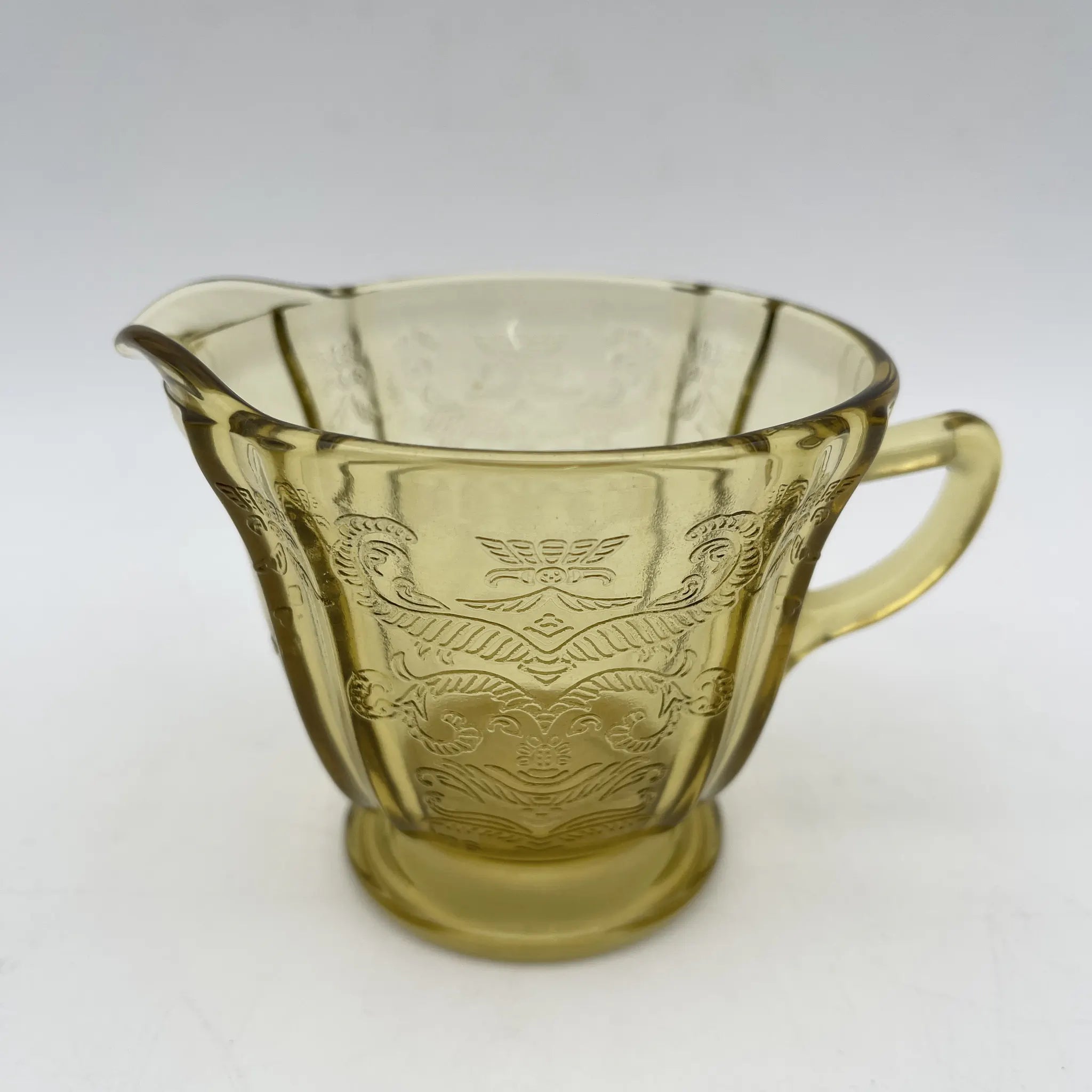 【ビンテージ】 クリーマー (ミルクピッチャー) / Federal Glass (フェデラル・グラス) / Madrid / Recollection / 1976 / ガラス / アメリカ / デプレッショングラス, 型押し成型, アンバー