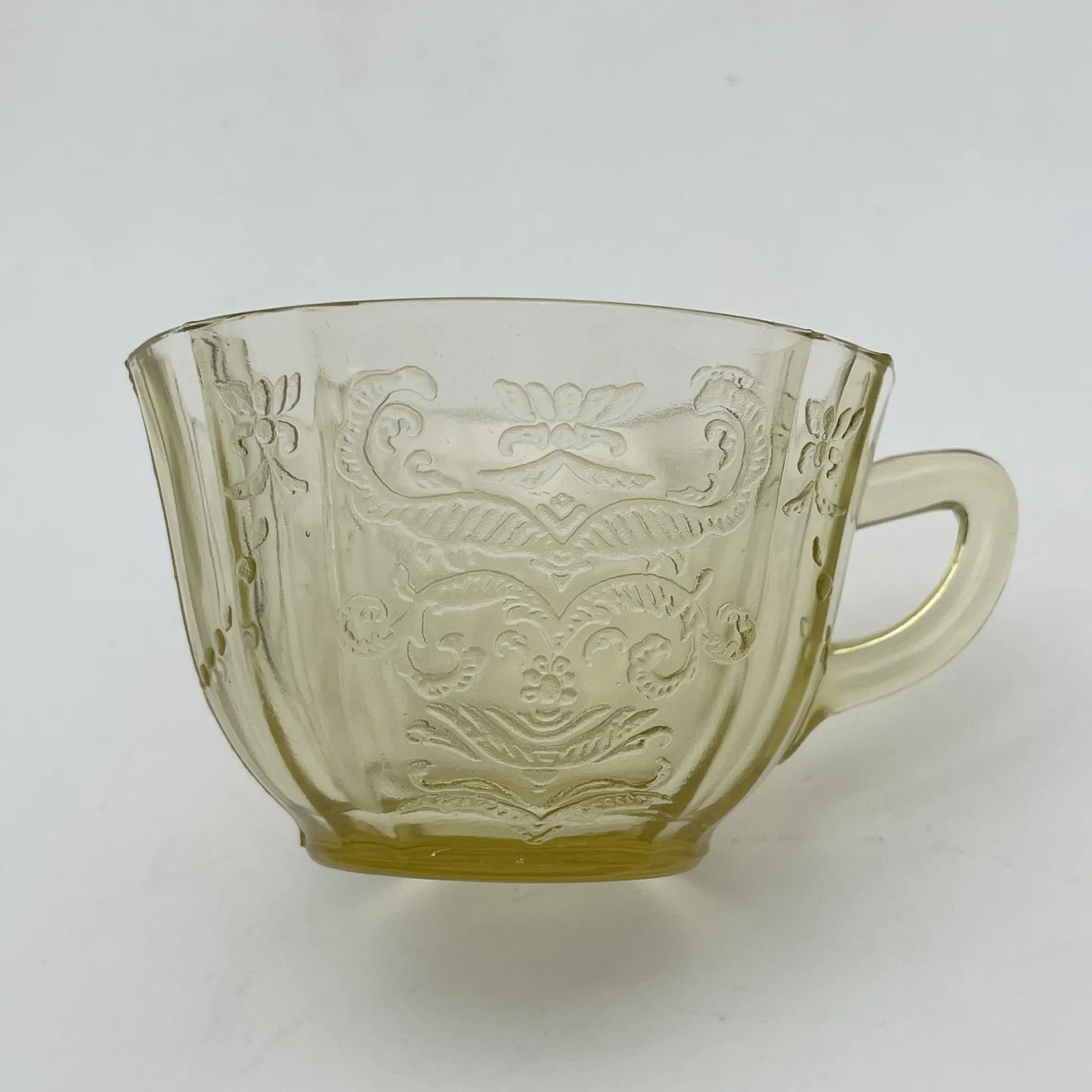 【复古】杯&碟2p / Federal Glass(联邦玻璃)/ Madrid / 1930s /玻璃/美国/解压缩玻璃,压模成型, 琥珀