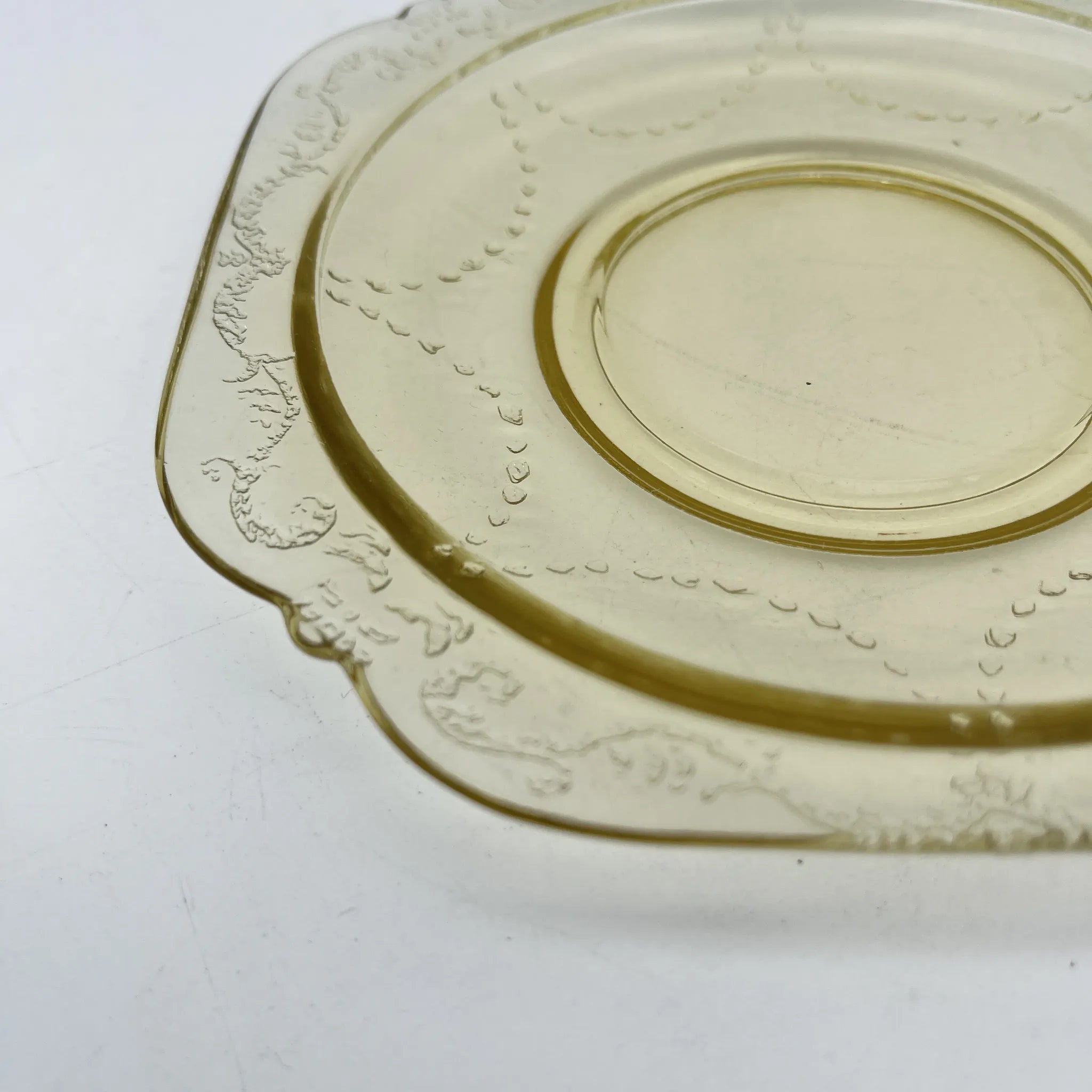 【复古】杯&碟2p / Federal Glass(联邦玻璃)/ Madrid / 1930s /玻璃/美国/解压缩玻璃,压模成型, 琥珀